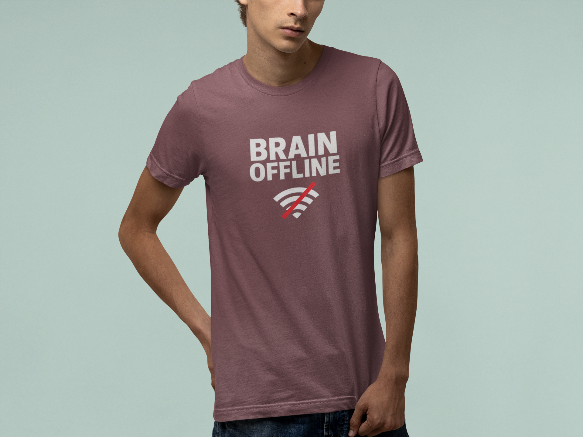 T-Shirt BRAIN OFFLINE T-Shirt – Funny Minimalist Graphic Tee for Adults