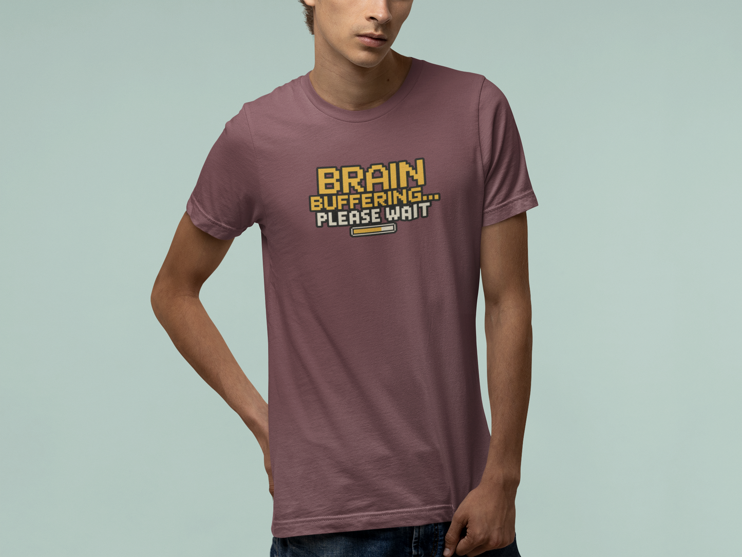 T-Shirt BRAIN BUFFERING Retro Pixel ADHD Loading Screen Graphic T-Shirt