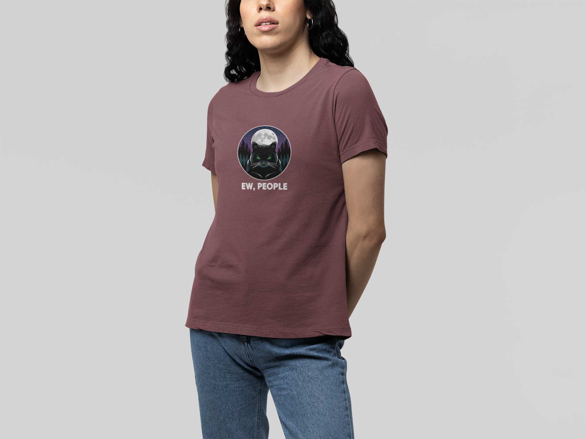 T-Shirt Ew People Cat Shirt – Lunar Night Funny Introvert T-Shirt