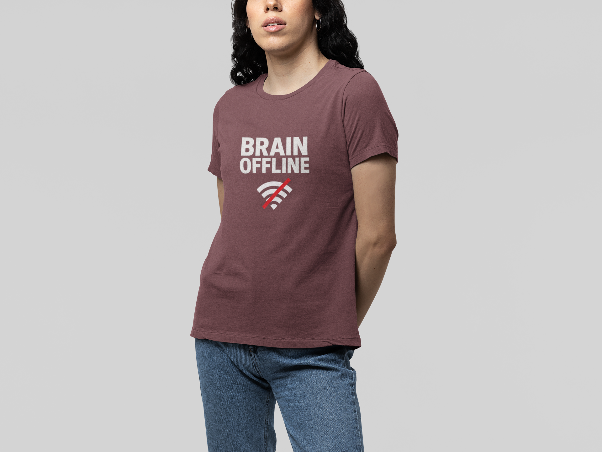 T-Shirt BRAIN OFFLINE T-Shirt – Funny Minimalist Graphic Tee for Adults