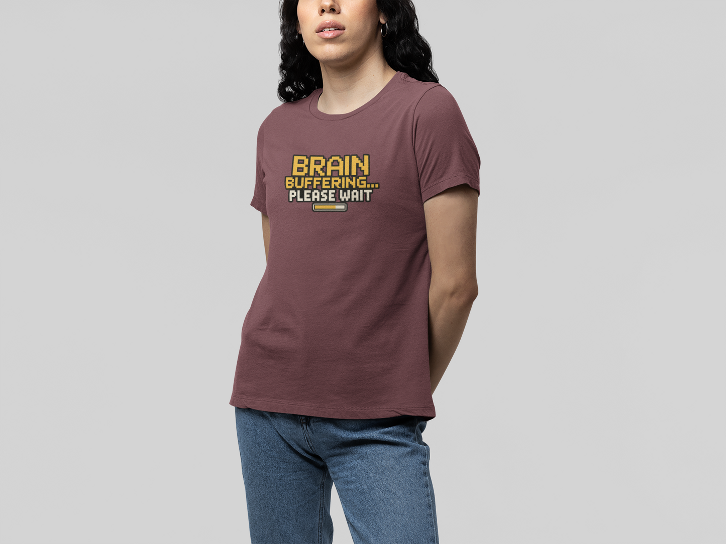 T-Shirt BRAIN BUFFERING Retro Pixel ADHD Loading Screen Graphic T-Shirt