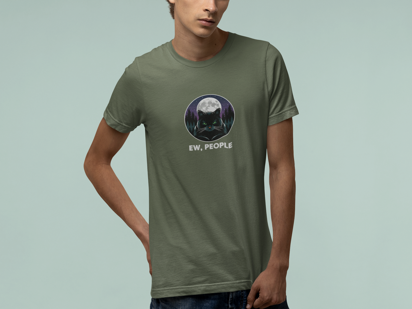 T-Shirt Ew People Cat Shirt – Lunar Night Funny Introvert T-Shirt