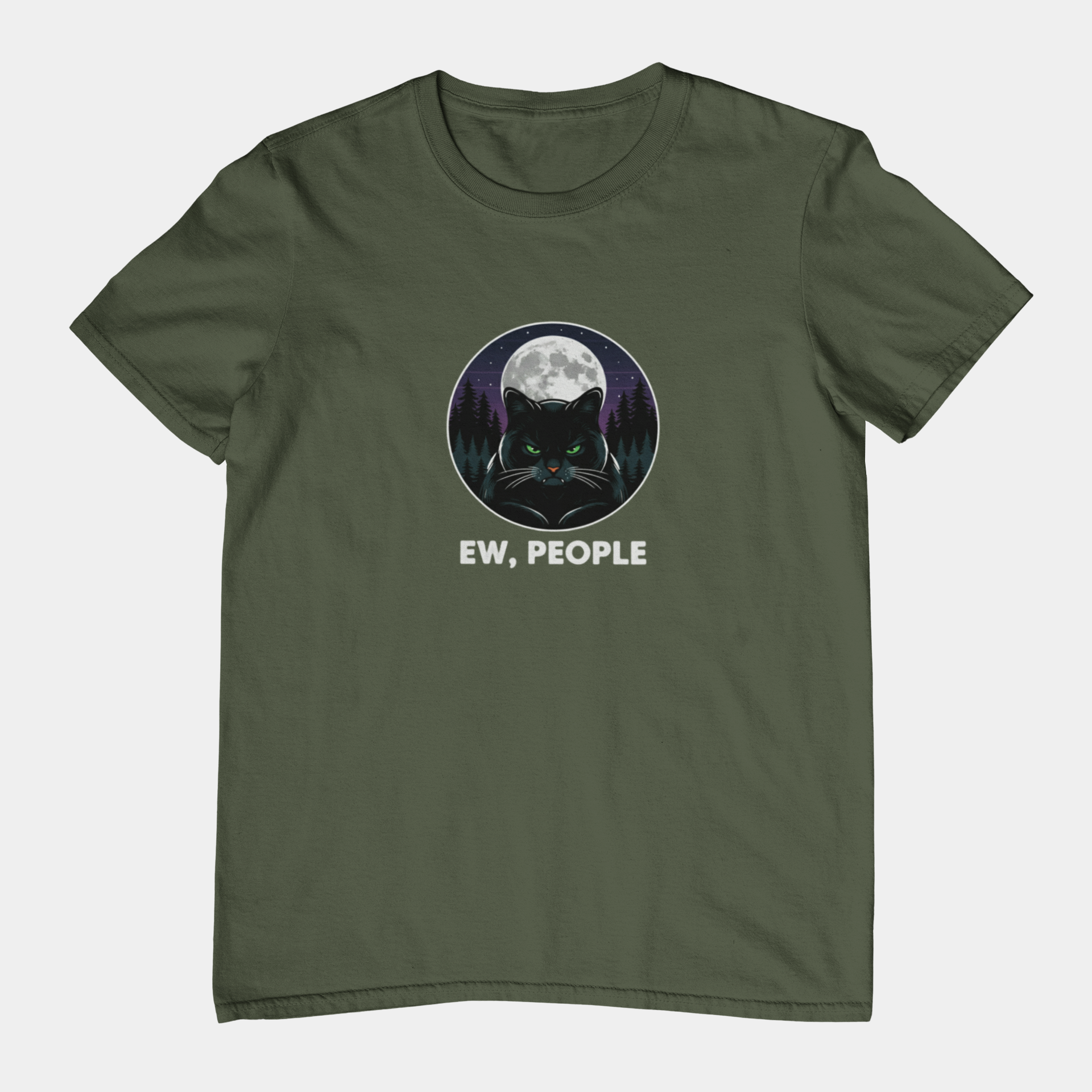T-Shirt Ew People Cat Shirt – Lunar Night Funny Introvert T-Shirt
