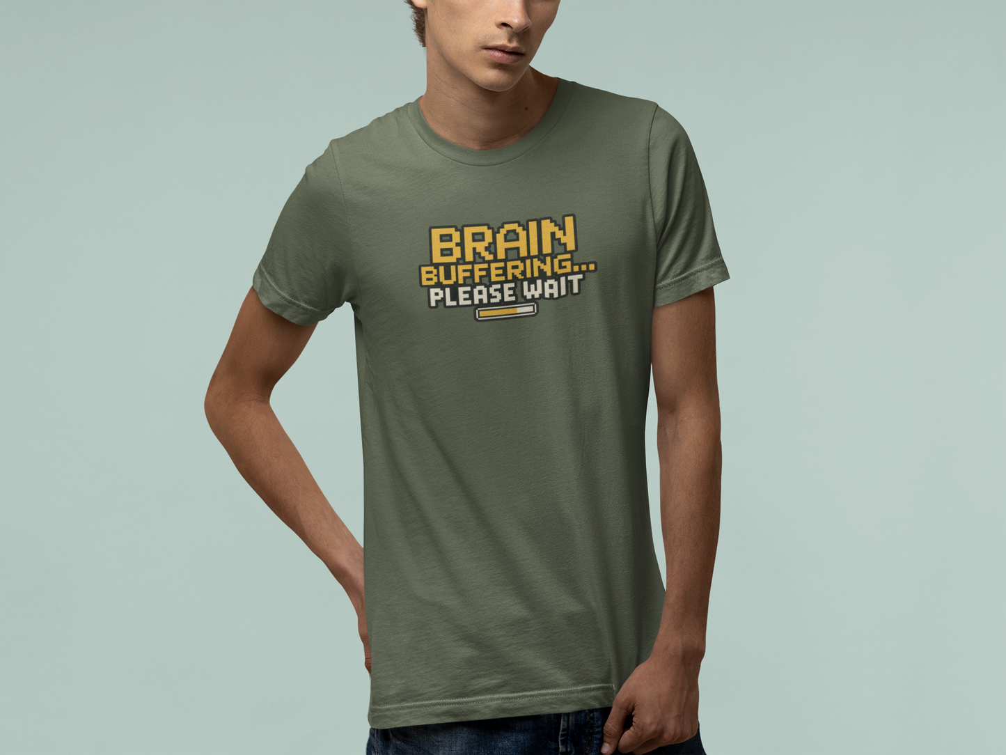 T-Shirt BRAIN BUFFERING Retro Pixel ADHD Loading Screen Graphic T-Shirt