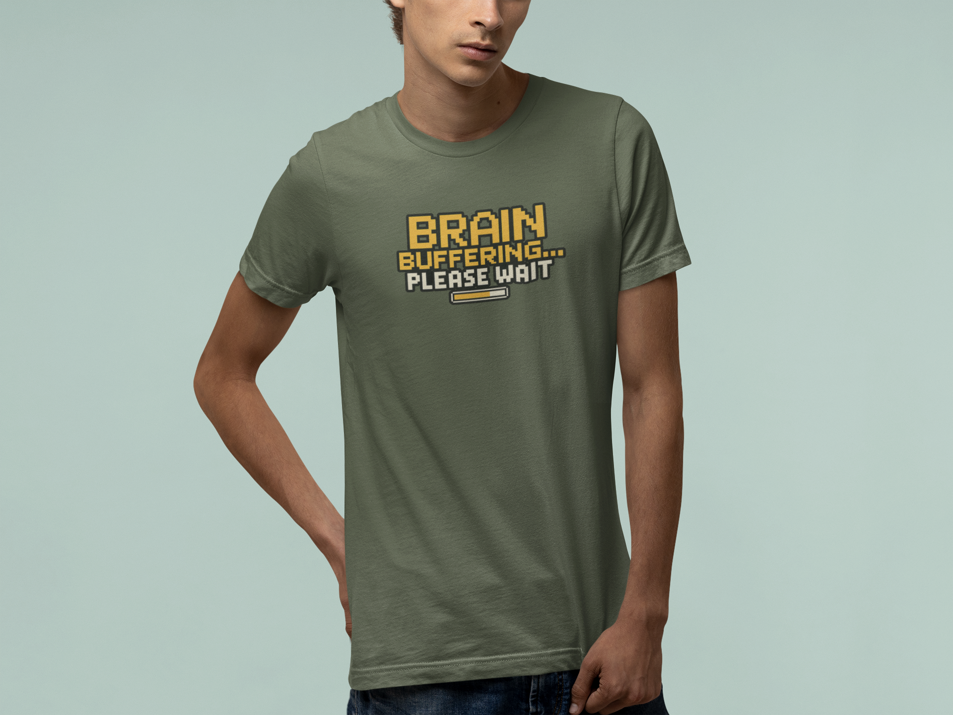 T-Shirt BRAIN BUFFERING Retro Pixel ADHD Loading Screen Graphic T-Shirt