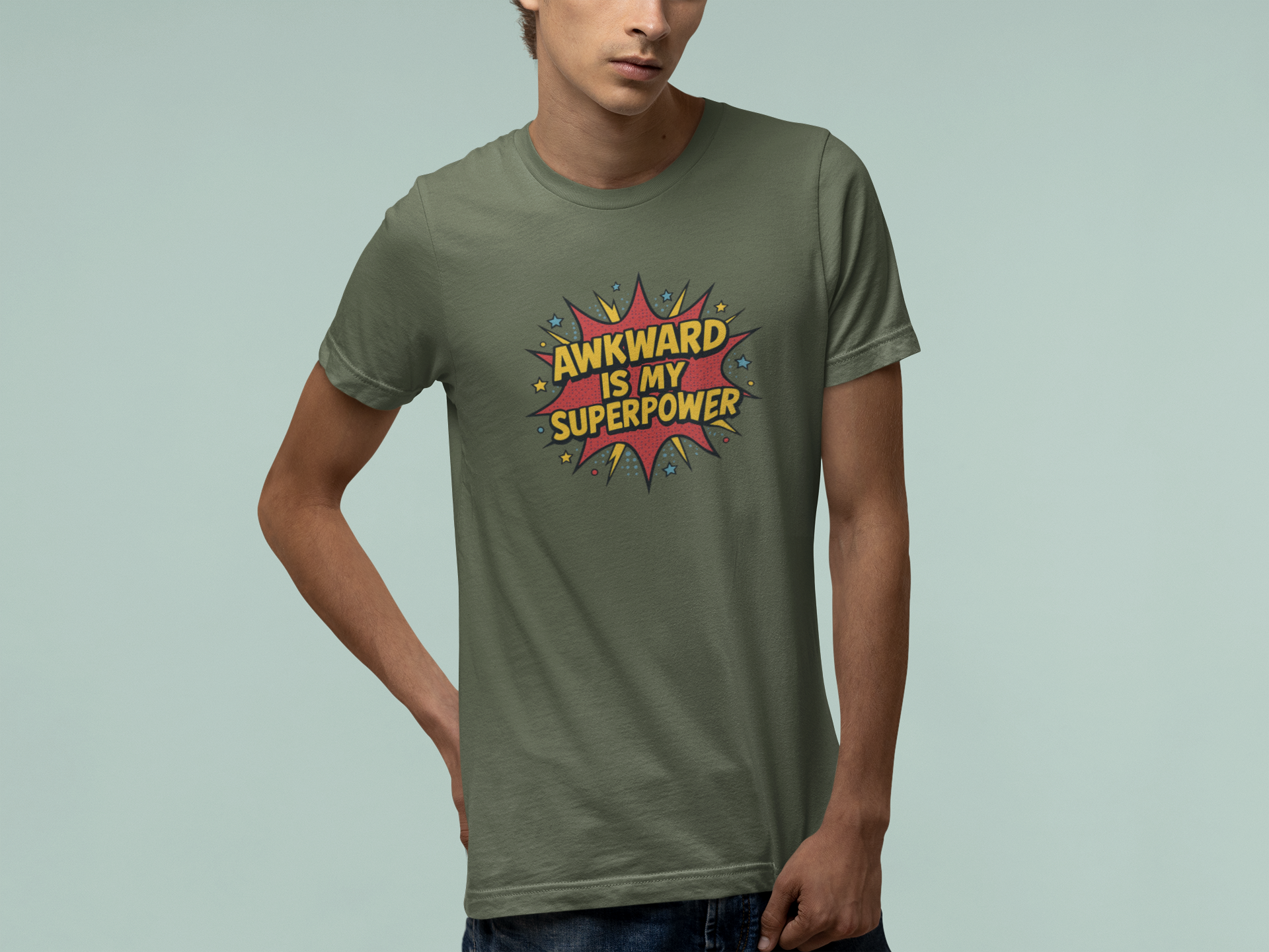 T-Shirt AWKWARD IS MY SUPERPOWER Comic Pop Art Introvert Graphic T-Shirt