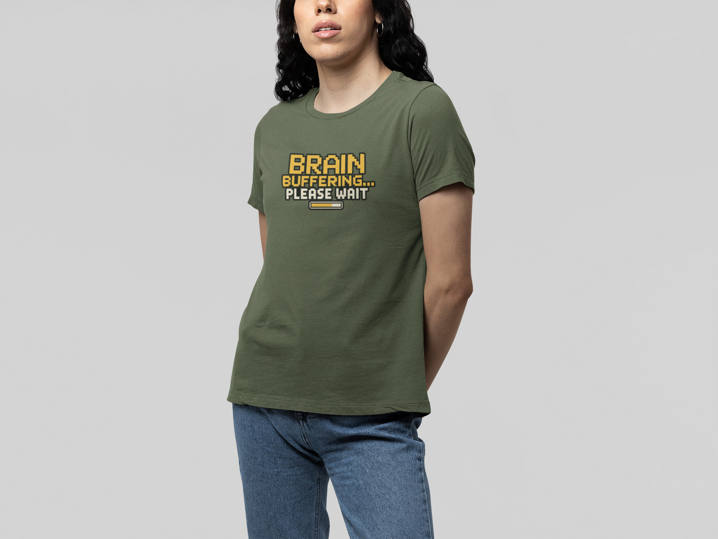 T-Shirt BRAIN BUFFERING Retro Pixel ADHD Loading Screen Graphic T-Shirt