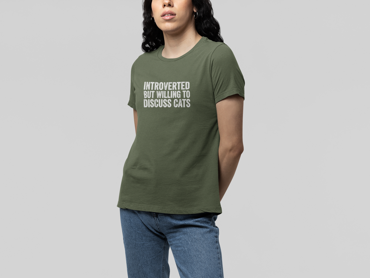 T-Shirt Introverted But Willing to Discuss Cats Shirt – Distressed Cat Tee