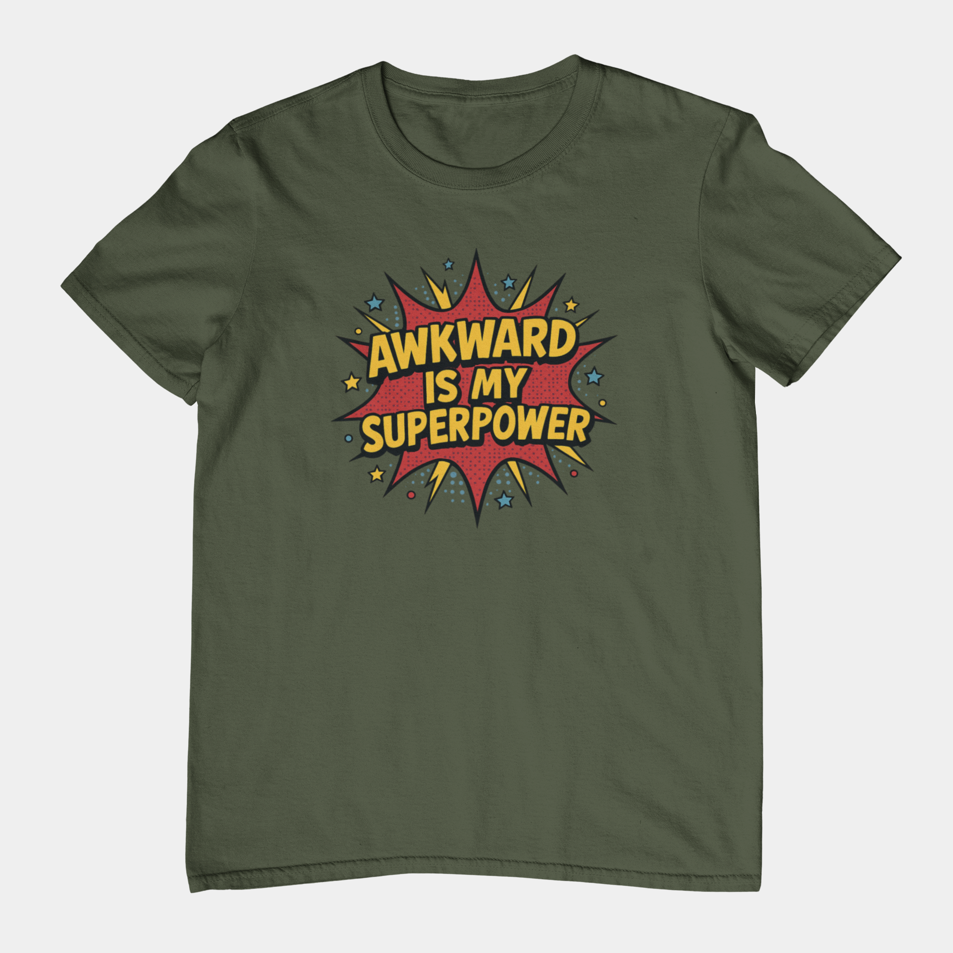 T-Shirt AWKWARD IS MY SUPERPOWER Comic Pop Art Introvert Graphic T-Shirt