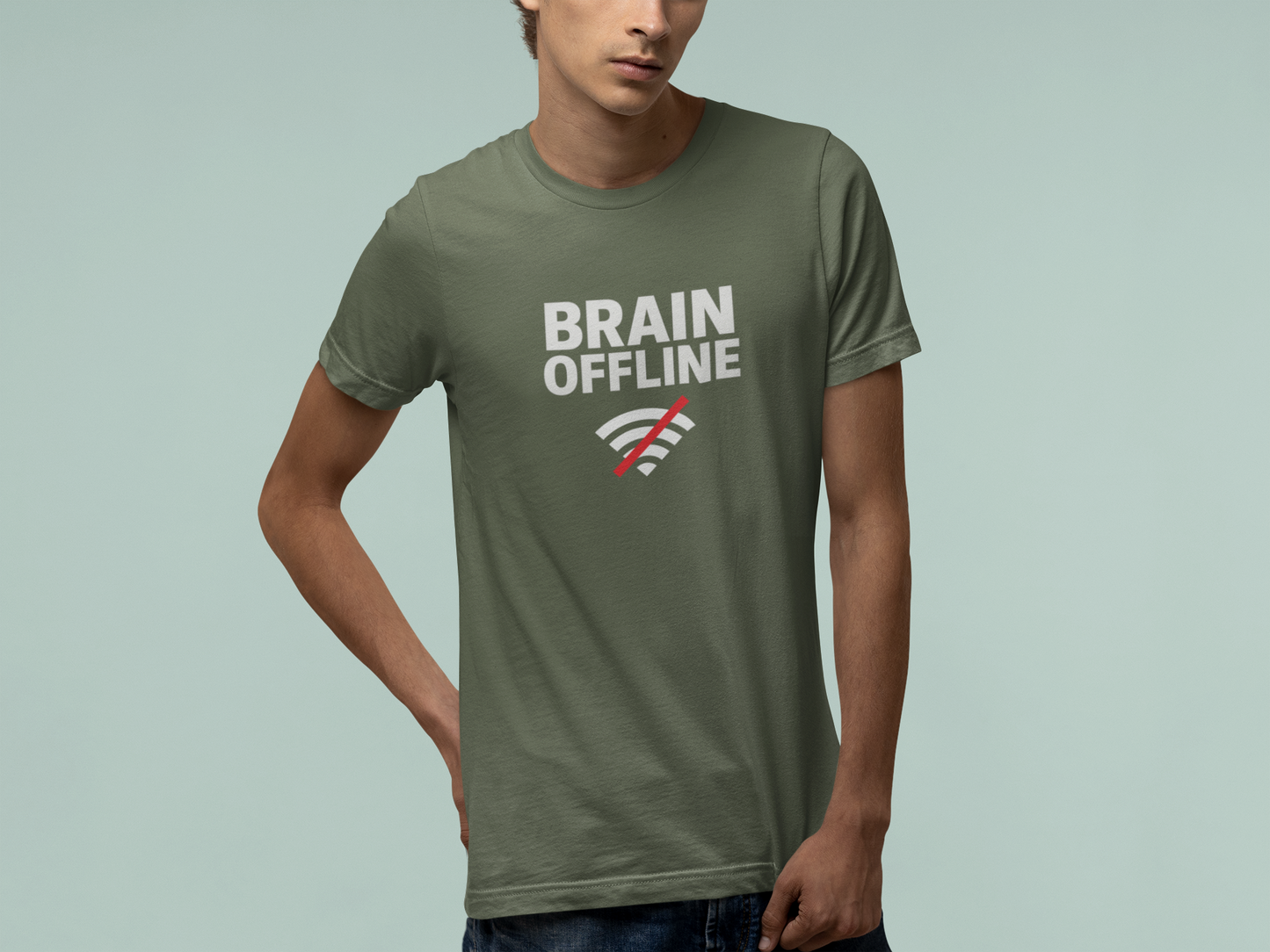 T-Shirt BRAIN OFFLINE T-Shirt – Funny Minimalist Graphic Tee for Adults