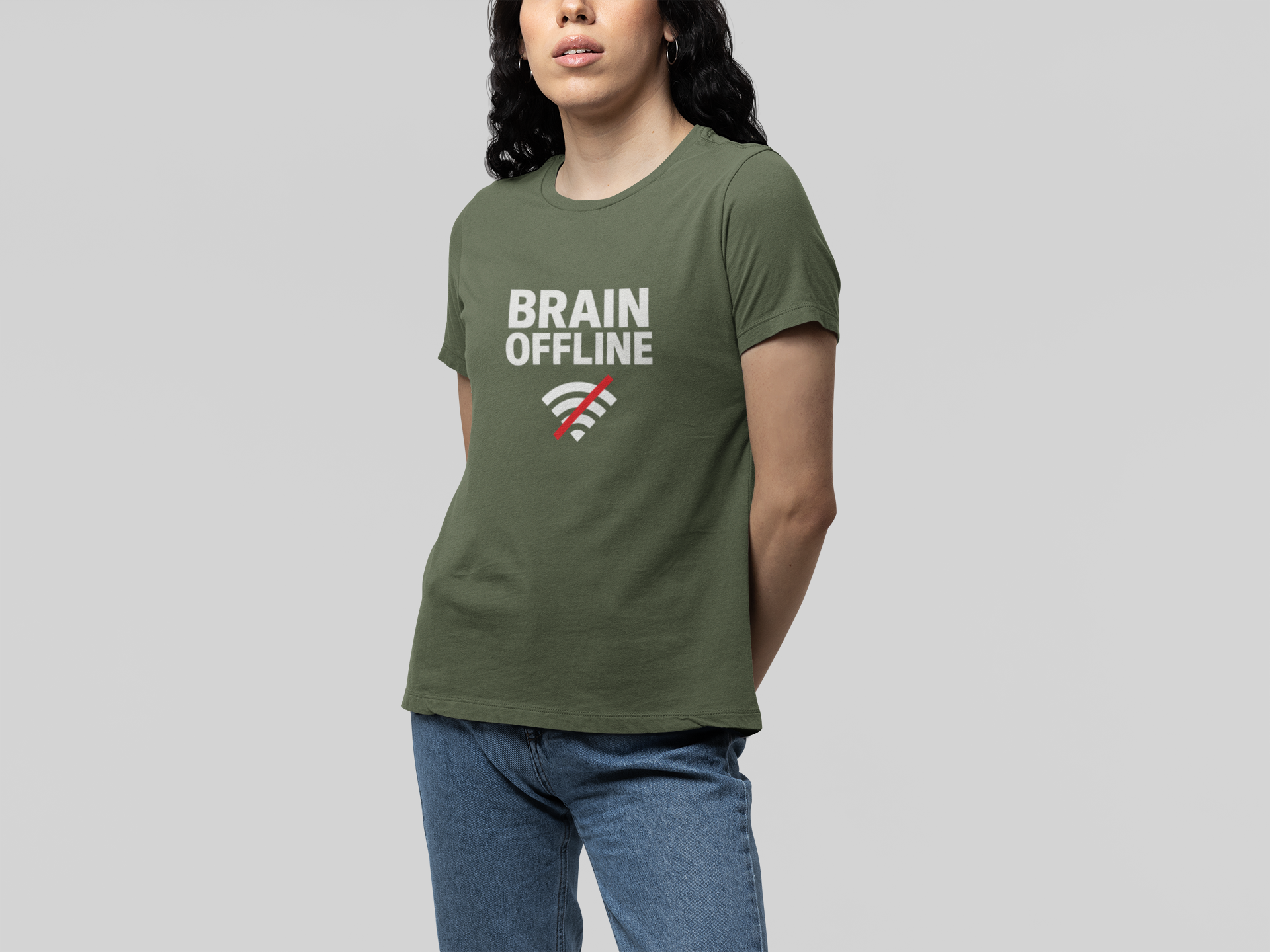 T-Shirt BRAIN OFFLINE T-Shirt – Funny Minimalist Graphic Tee for Adults