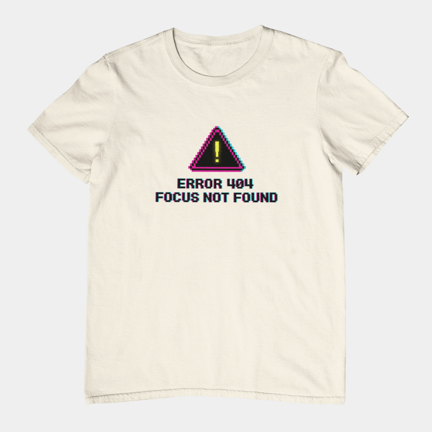 T-Shirt ERROR 404 FOCUS NOT FOUND T-Shirt – Funny Pixel Glitch Graphic Tee