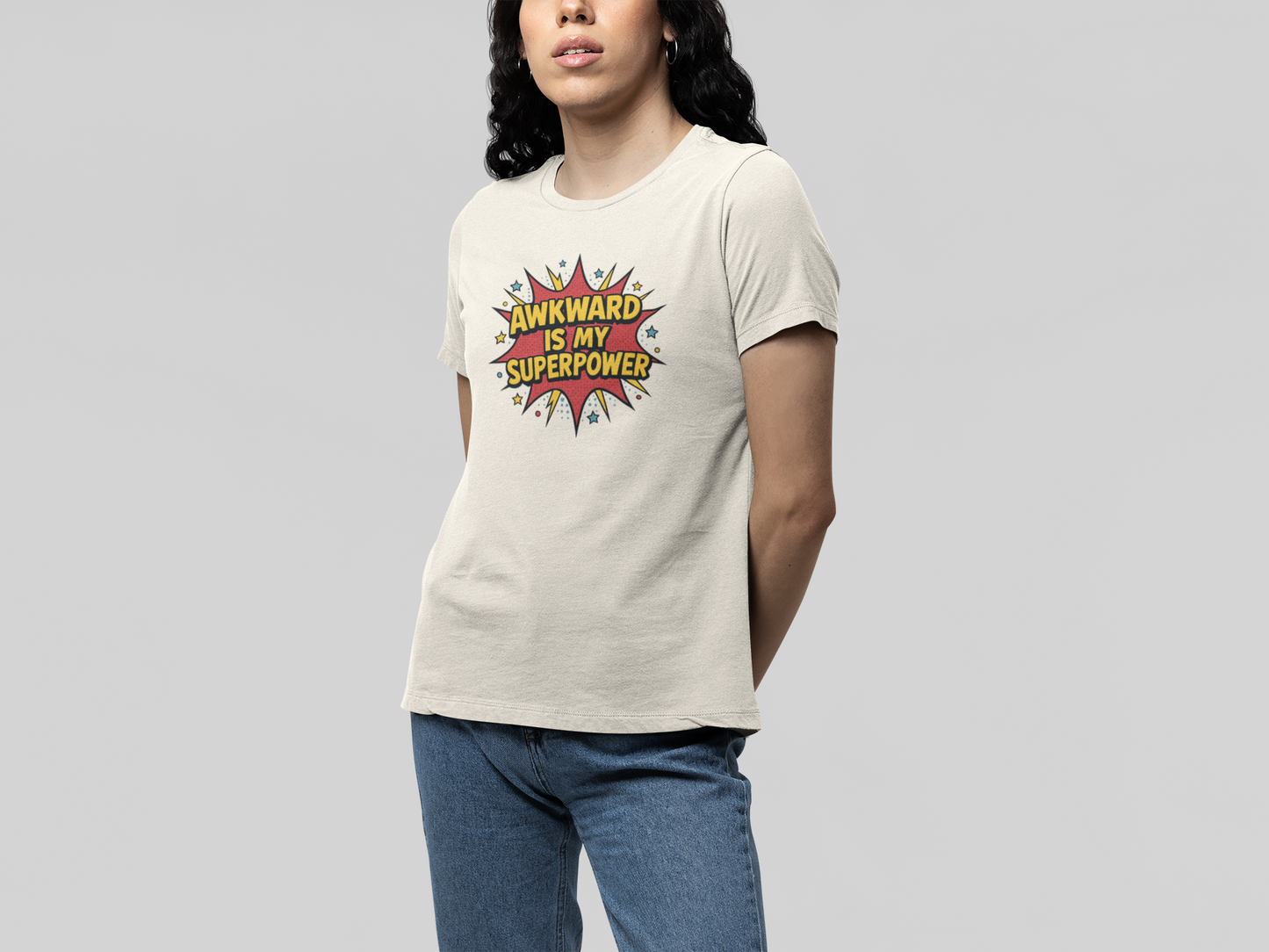 T-Shirt AWKWARD IS MY SUPERPOWER Comic Pop Art Introvert Graphic T-Shirt