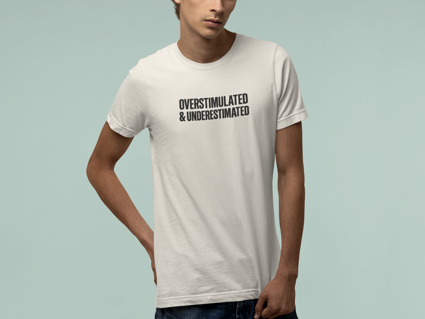 T-Shirt OVERSTIMULATED & UNDERESTIMATED ADHD Minimalist Graphic T-Shirt