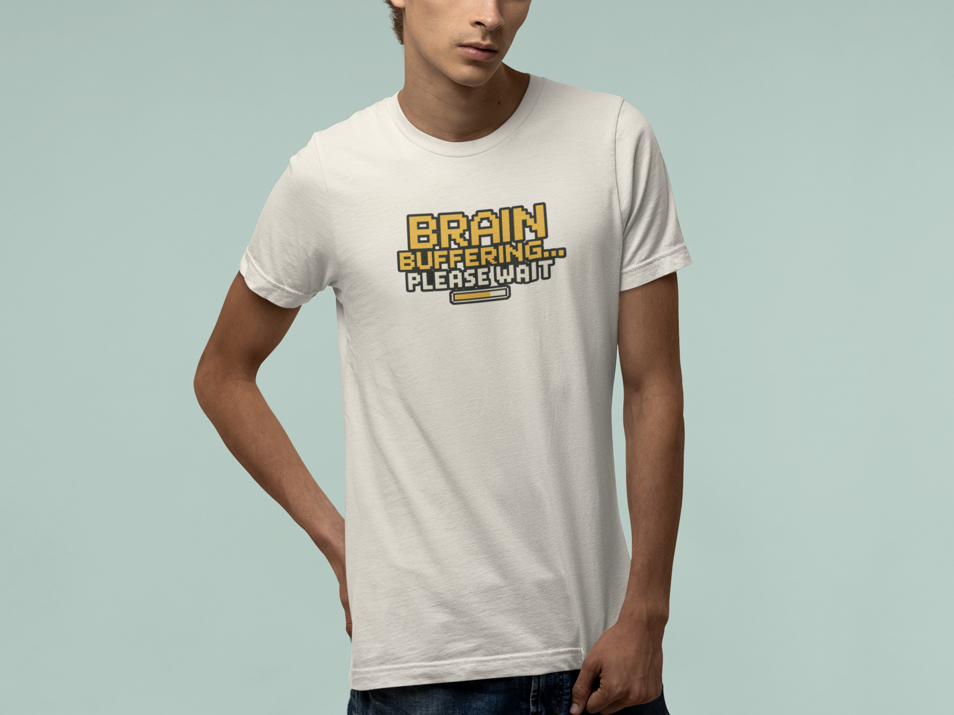 T-Shirt BRAIN BUFFERING Retro Pixel ADHD Loading Screen Graphic T-Shirt