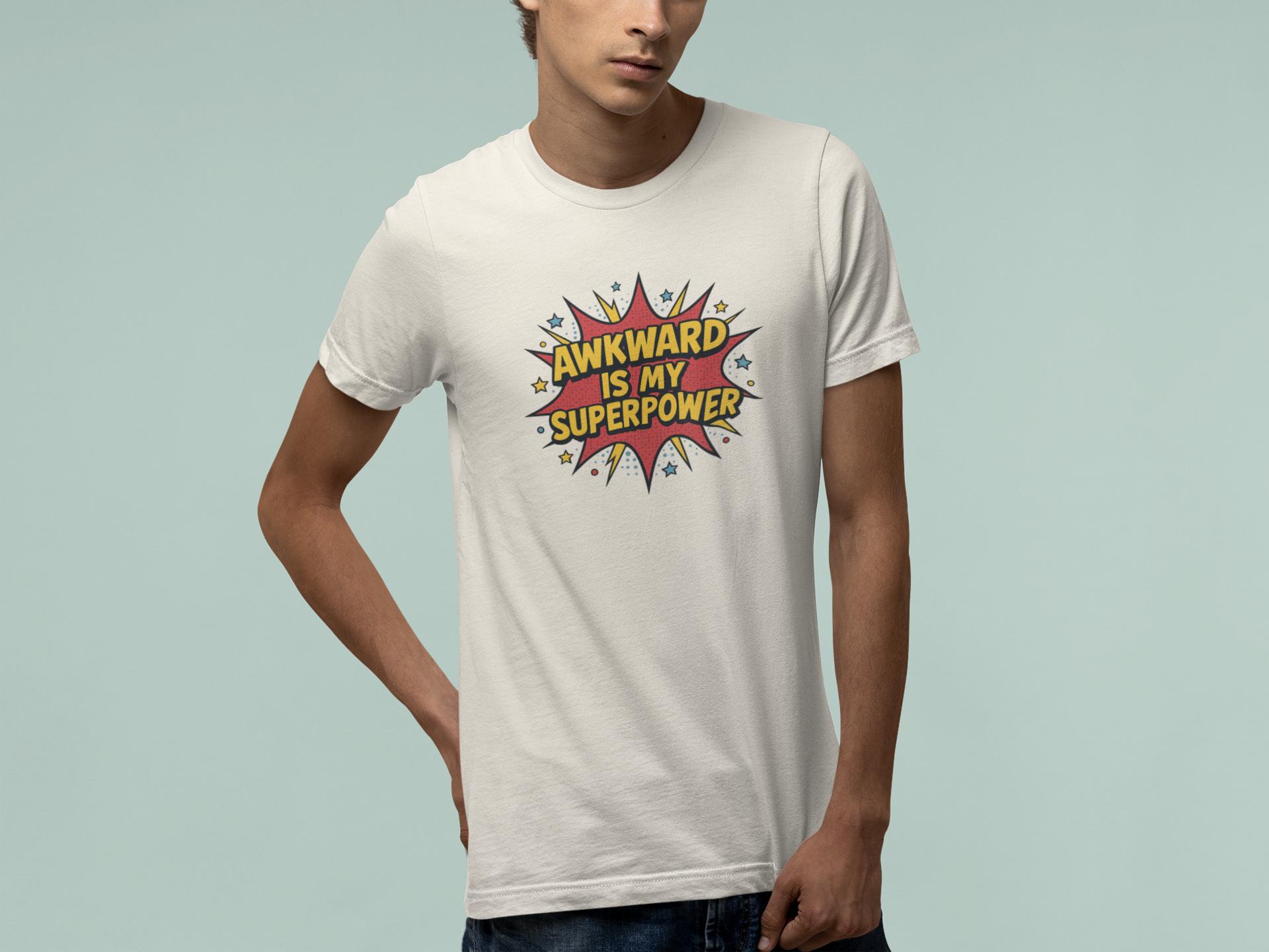 T-Shirt AWKWARD IS MY SUPERPOWER Comic Pop Art Introvert Graphic T-Shirt