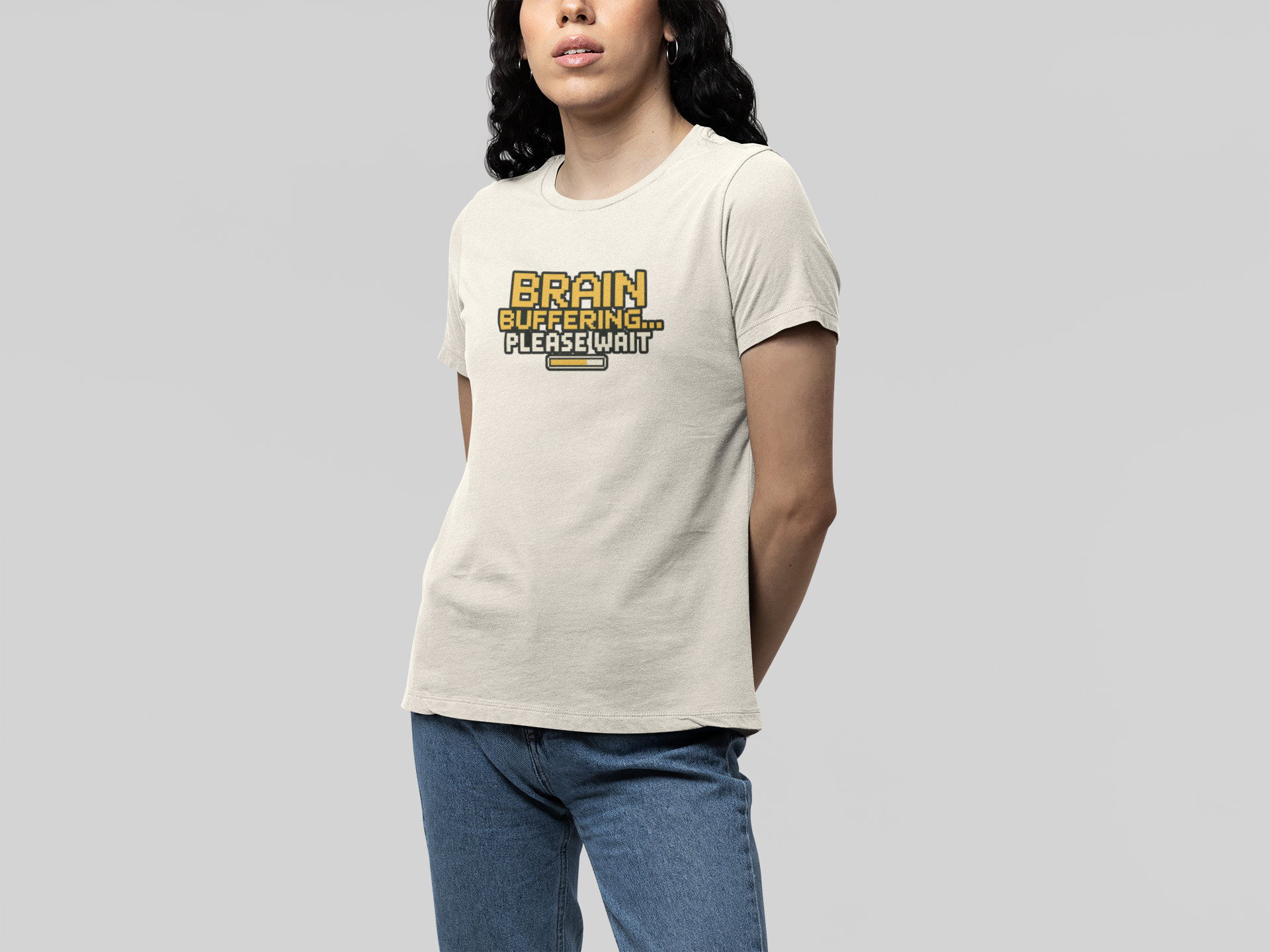 T-Shirt BRAIN BUFFERING Retro Pixel ADHD Loading Screen Graphic T-Shirt