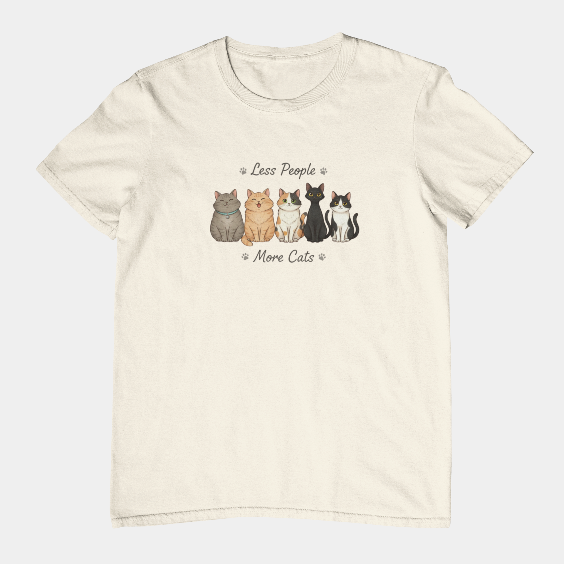 T-Shirt Less People More Cats Shirt – Cute Funny Cat Lover Graphic Tee