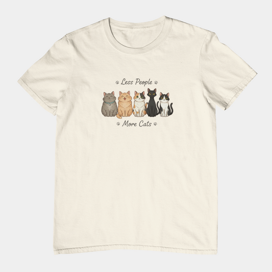 T-Shirt Less People More Cats Shirt – Cute Funny Cat Lover Graphic Tee