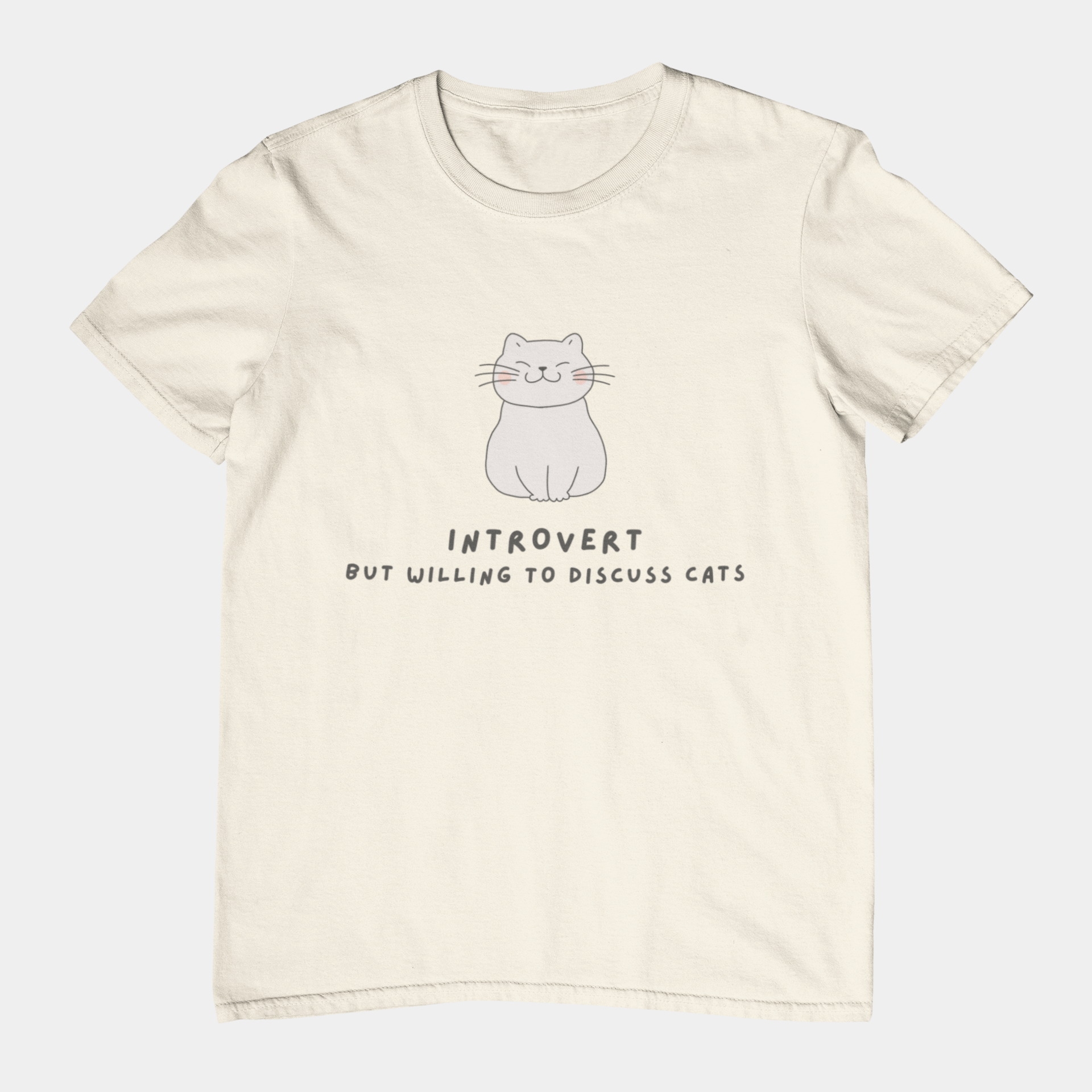 T-Shirt Introvert But Willing to Discuss Cats T-Shirt – Cute Kawaii Cat Tee