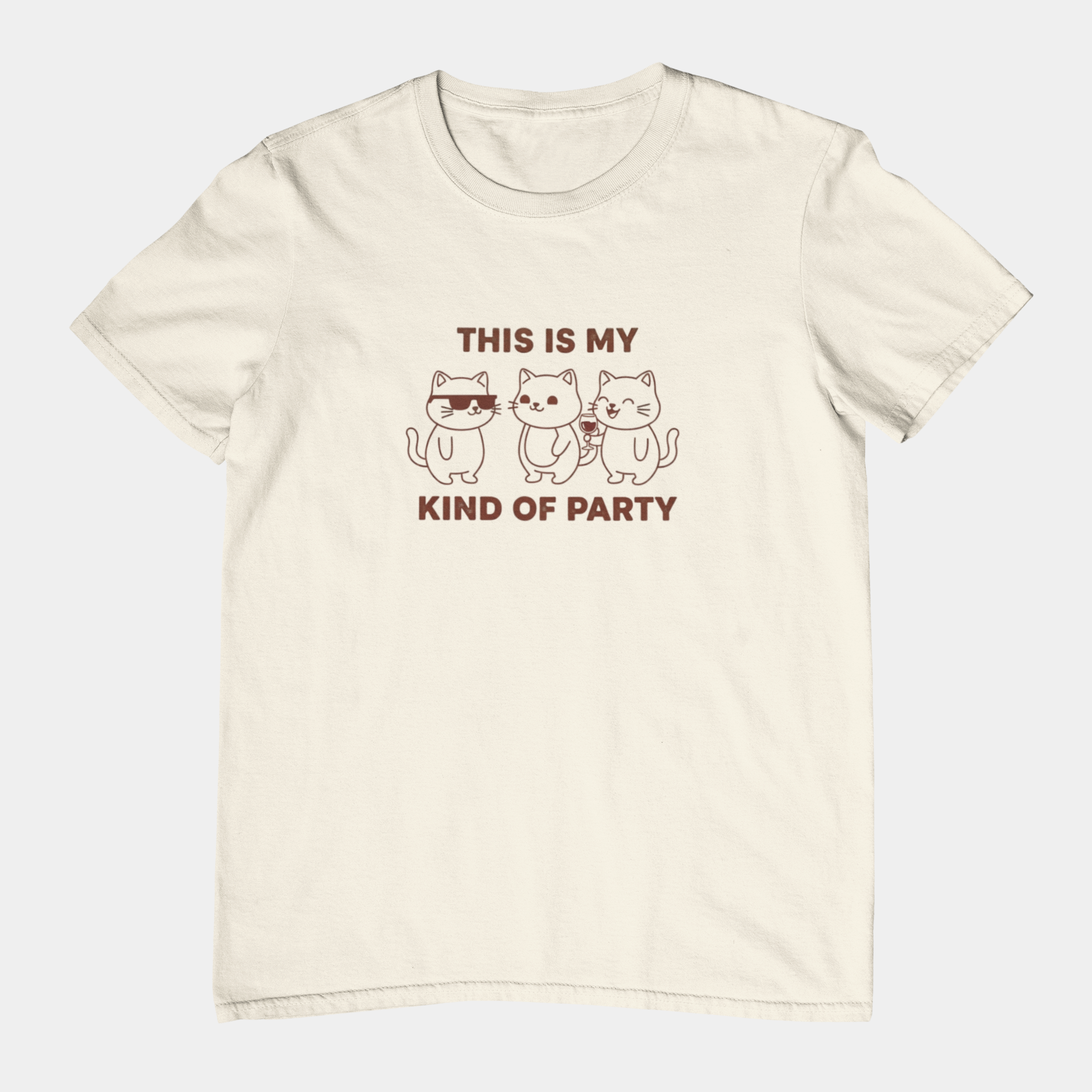 T-Shirt This Is My Kind of Party Cat Shirt – Funny Cartoon Wine T-Shirt