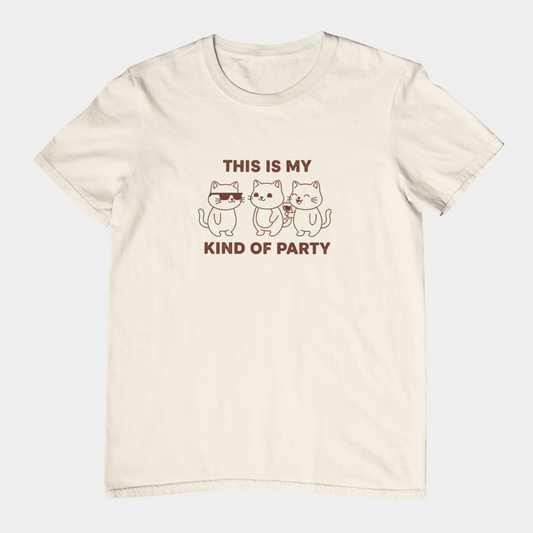 T-Shirt This Is My Kind of Party Cat Shirt – Funny Cartoon Wine T-Shirt