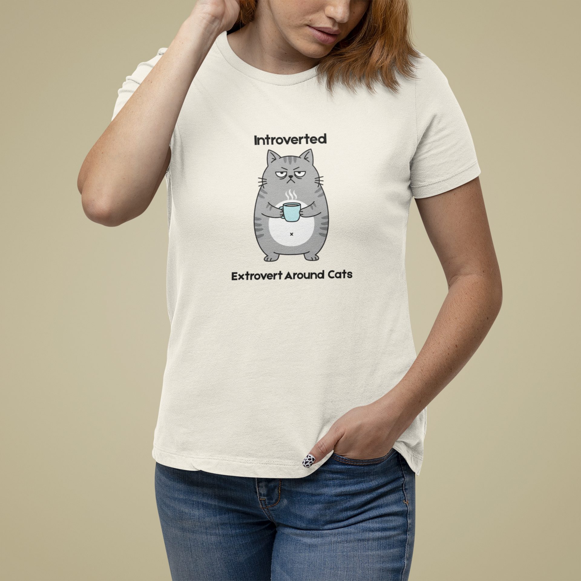 T-Shirt Introverted Extrovert Around Cats Shirt – Funny Cat Lover Tee