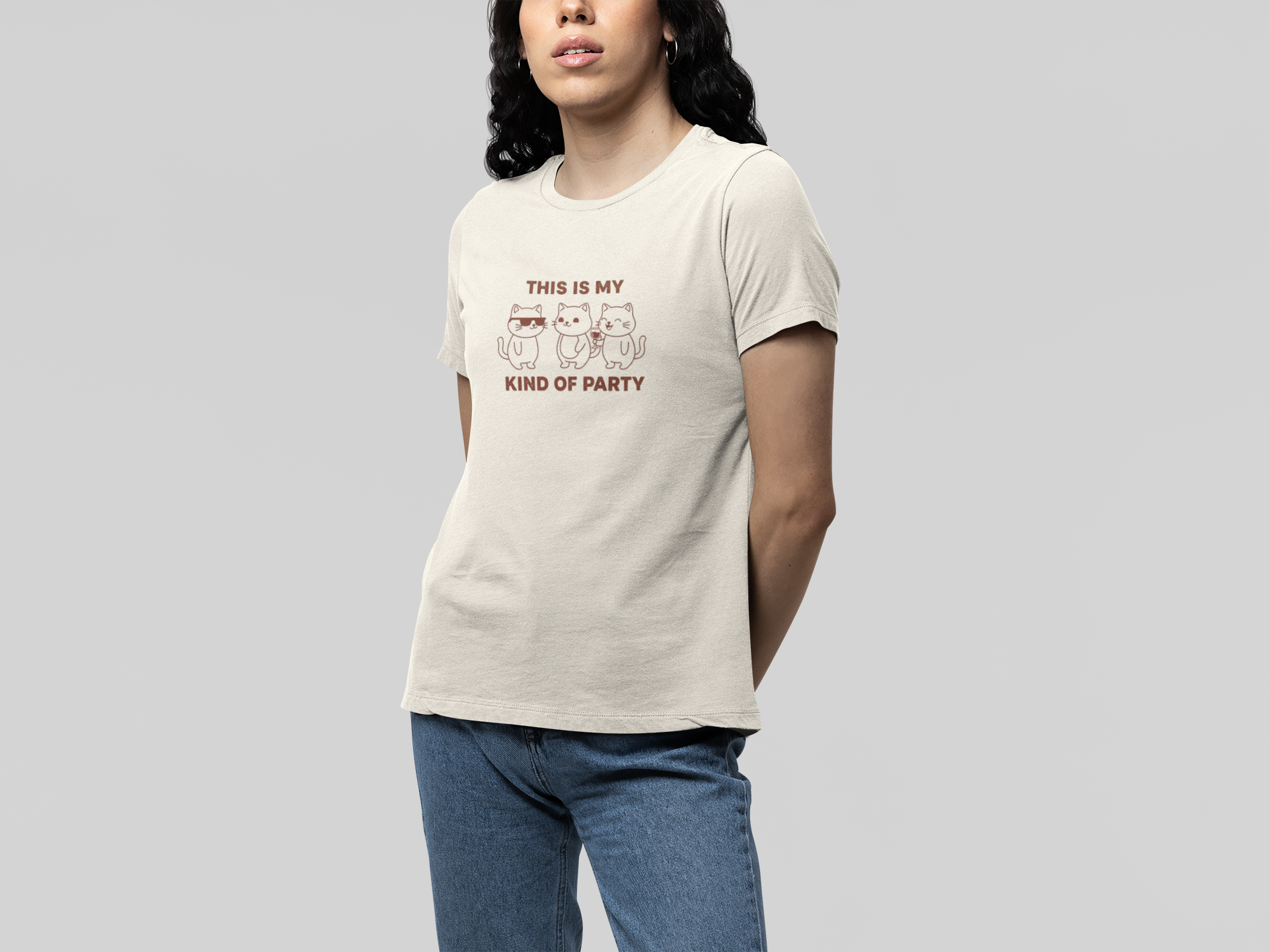 T-Shirt This Is My Kind of Party Cat Shirt – Funny Cartoon Wine T-Shirt