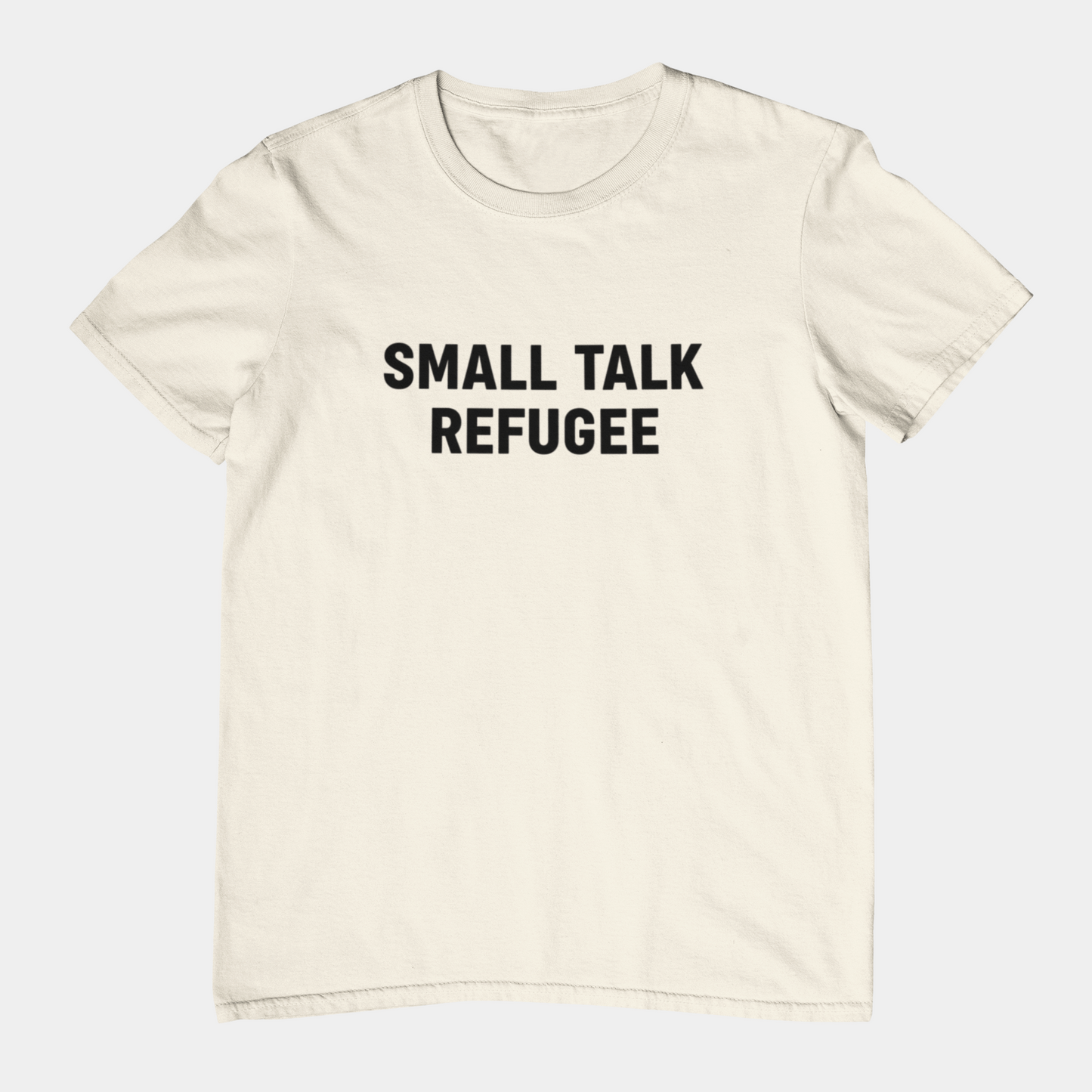 T-Shirt SMALL TALK REFUGEE Shirt – Funny Introvert Minimalist Graphic Tee