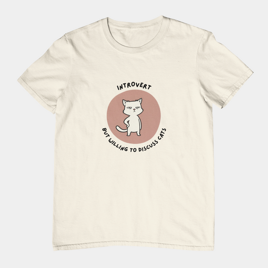 T-Shirt Introvert But Willing to Discuss Cats T-Shirt – Grumpy Cat Graphic Tee