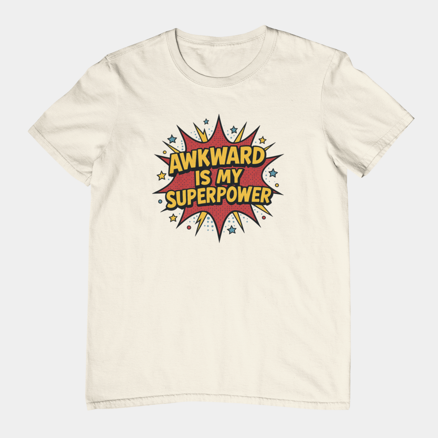 T-Shirt AWKWARD IS MY SUPERPOWER Comic Pop Art Introvert Graphic T-Shirt