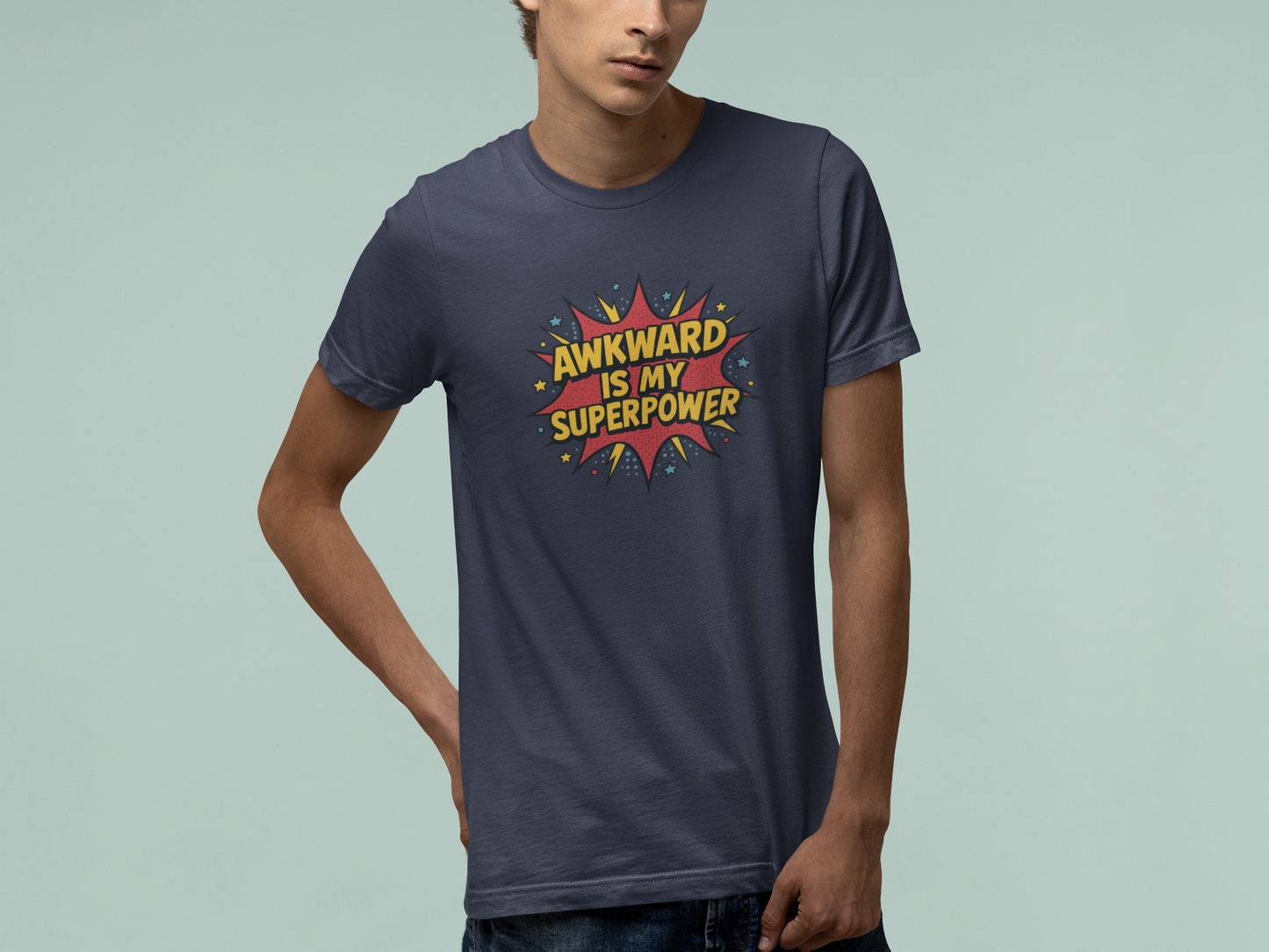 T-Shirt AWKWARD IS MY SUPERPOWER Comic Pop Art Introvert Graphic T-Shirt