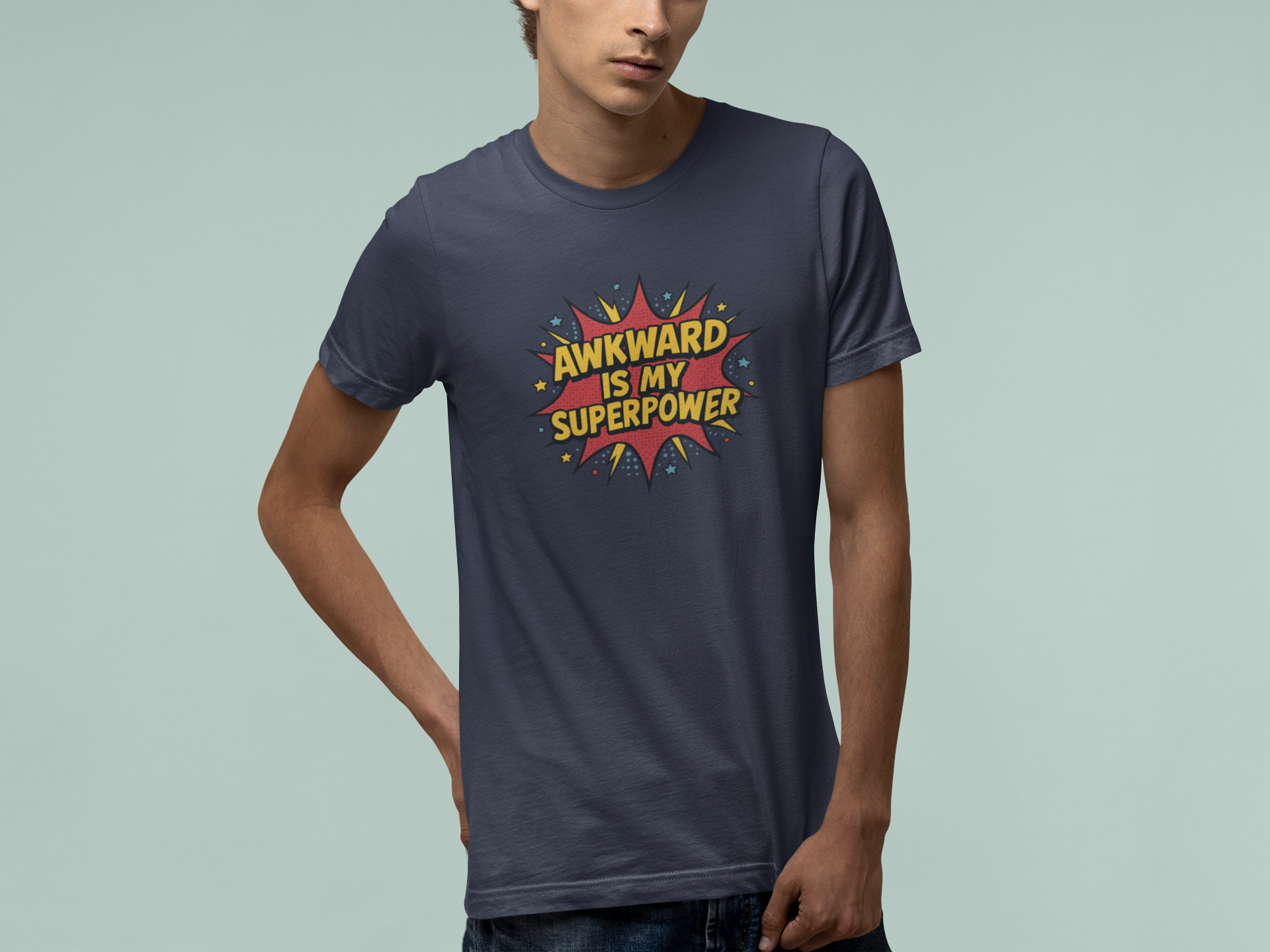 T-Shirt AWKWARD IS MY SUPERPOWER Comic Pop Art Introvert Graphic T-Shirt