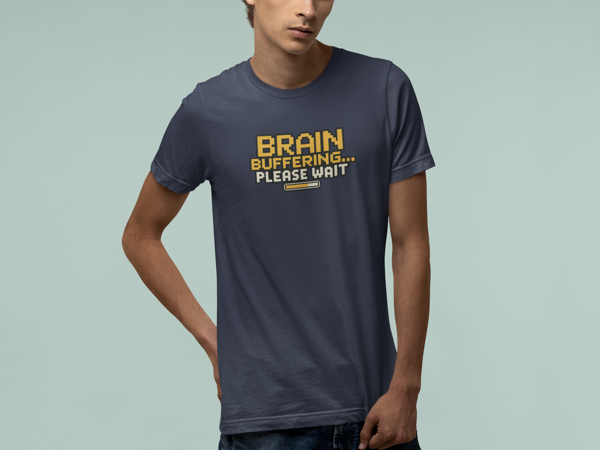 T-Shirt BRAIN BUFFERING Retro Pixel ADHD Loading Screen Graphic T-Shirt