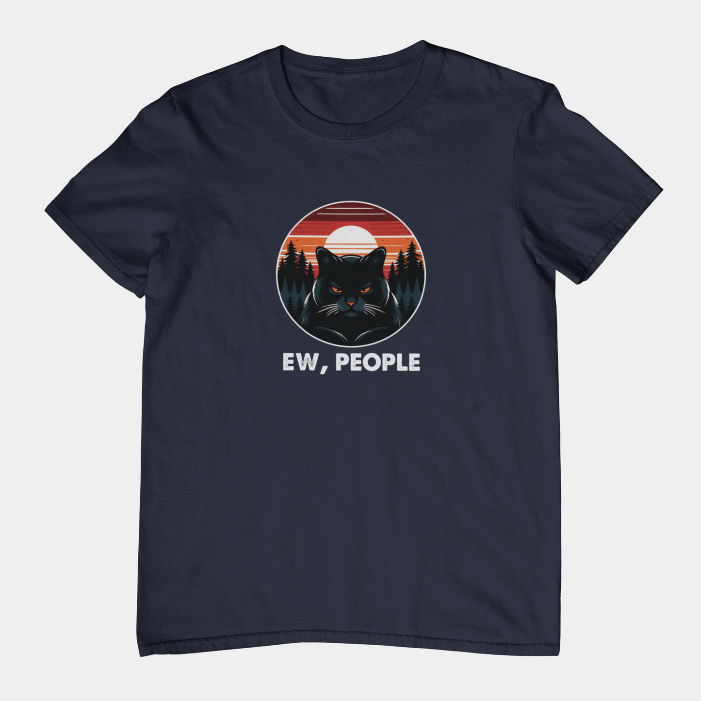 T-Shirt Ew People Cat Shirt – Vintage Sunset Funny Introvert T-Shirt