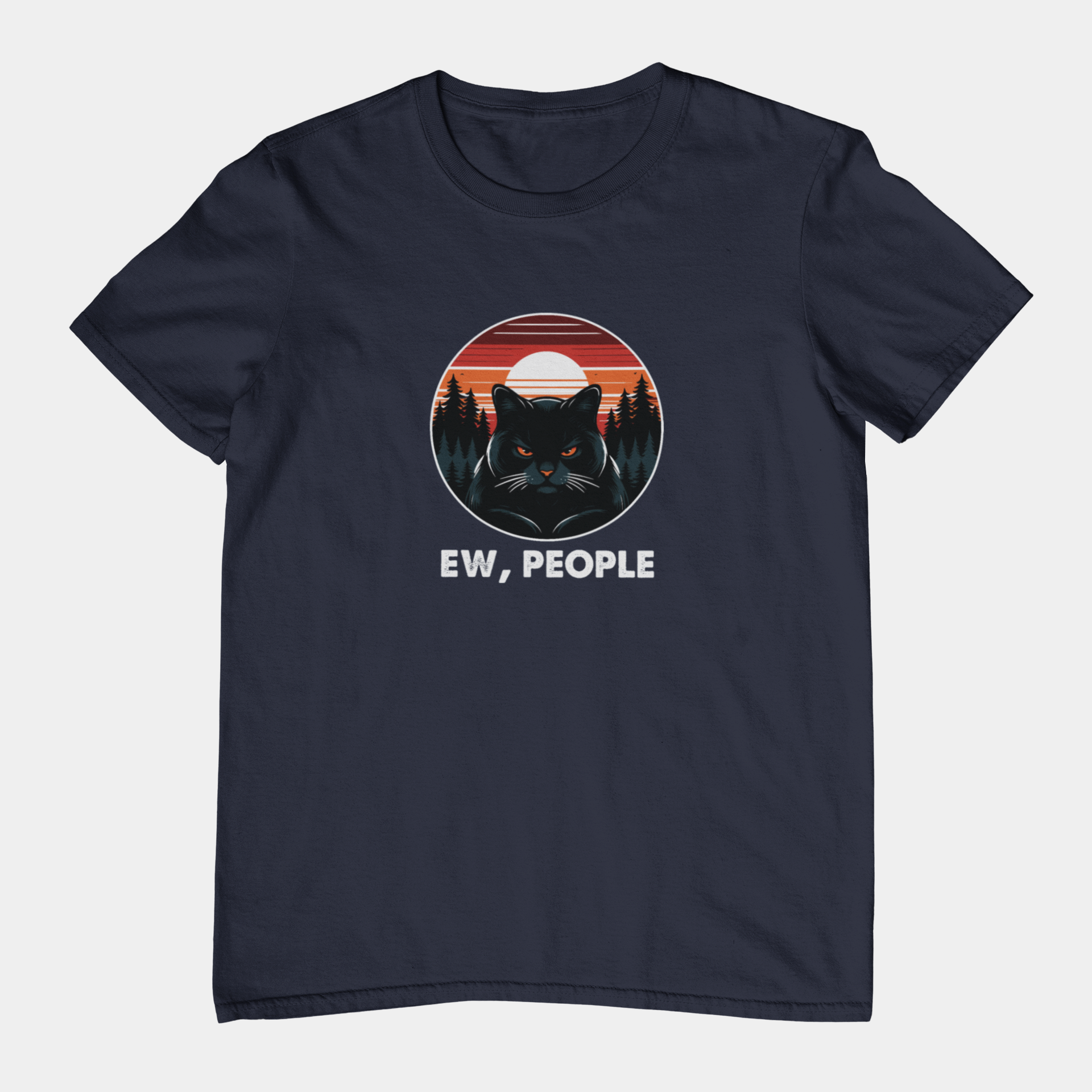 T-Shirt Ew People Cat Shirt – Vintage Sunset Funny Introvert T-Shirt