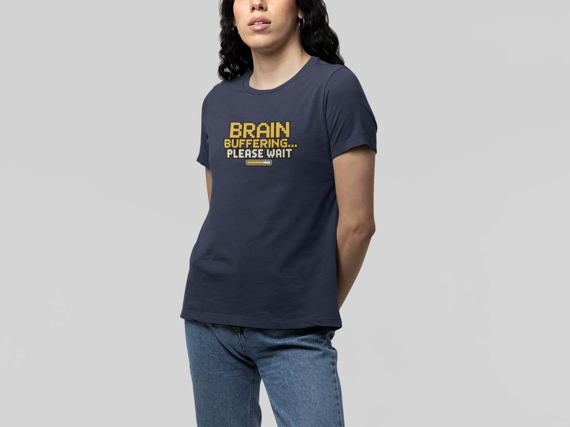 T-Shirt BRAIN BUFFERING Retro Pixel ADHD Loading Screen Graphic T-Shirt