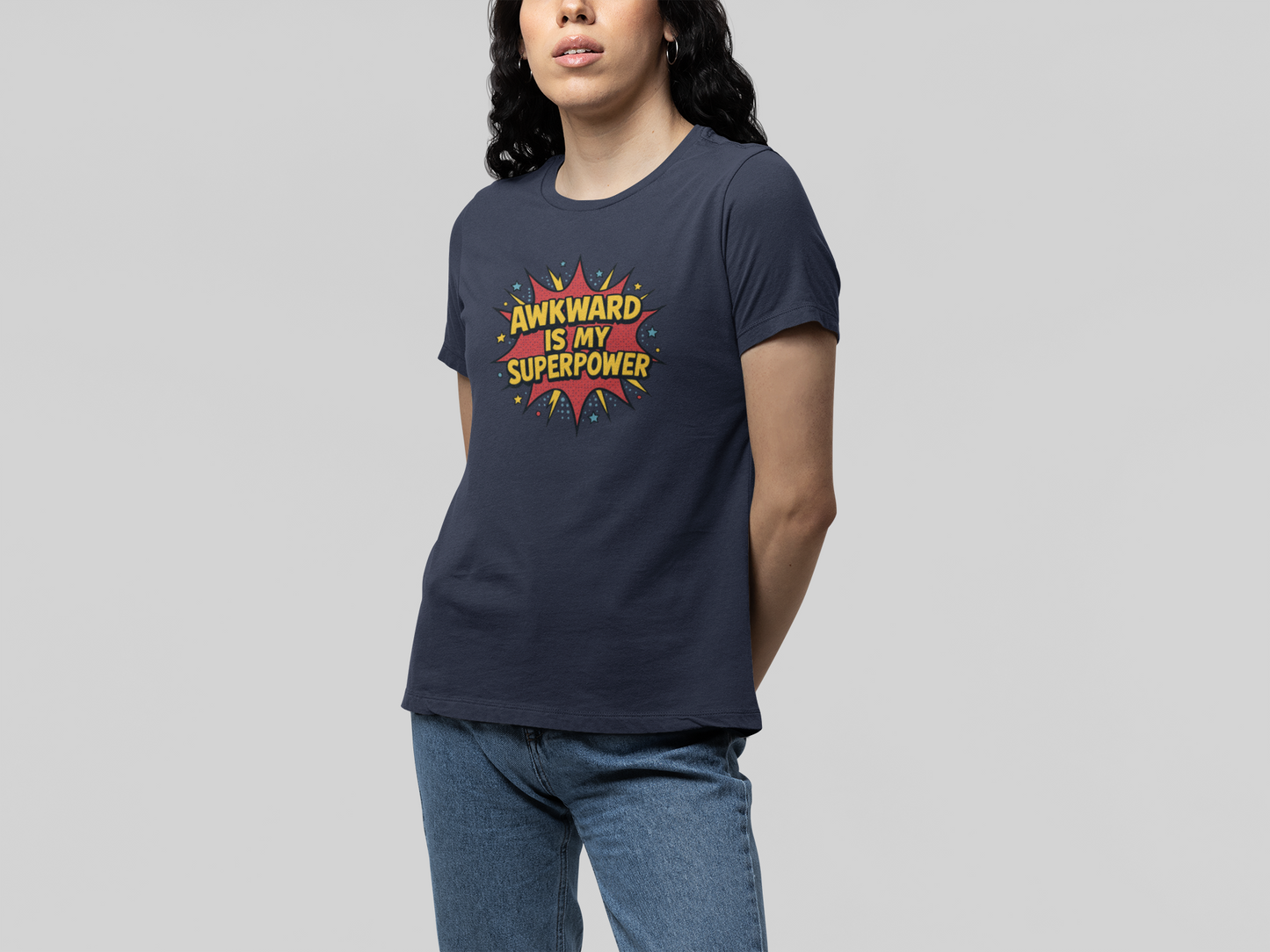 T-Shirt AWKWARD IS MY SUPERPOWER Comic Pop Art Introvert Graphic T-Shirt