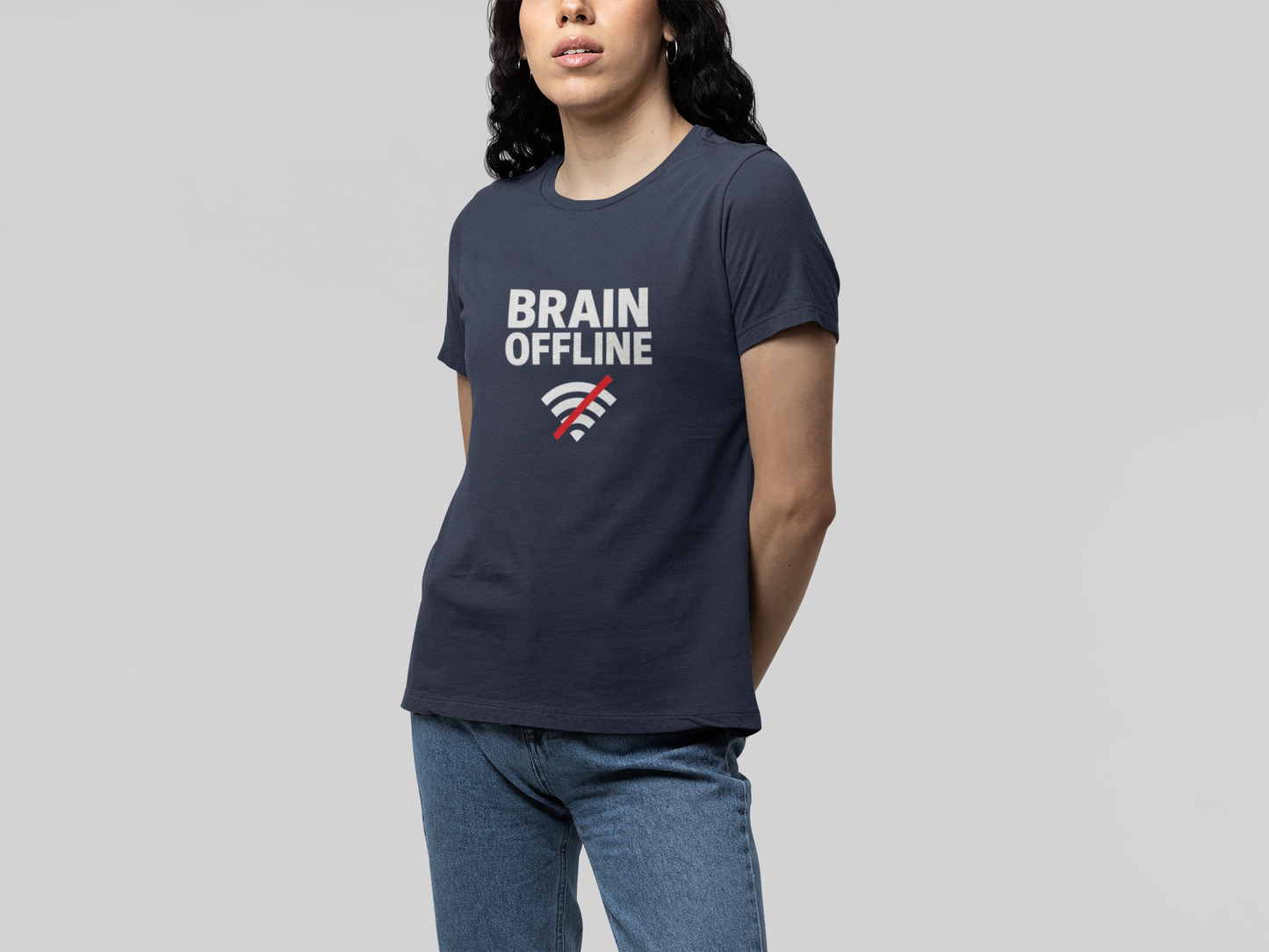T-Shirt BRAIN OFFLINE T-Shirt – Funny Minimalist Graphic Tee for Adults