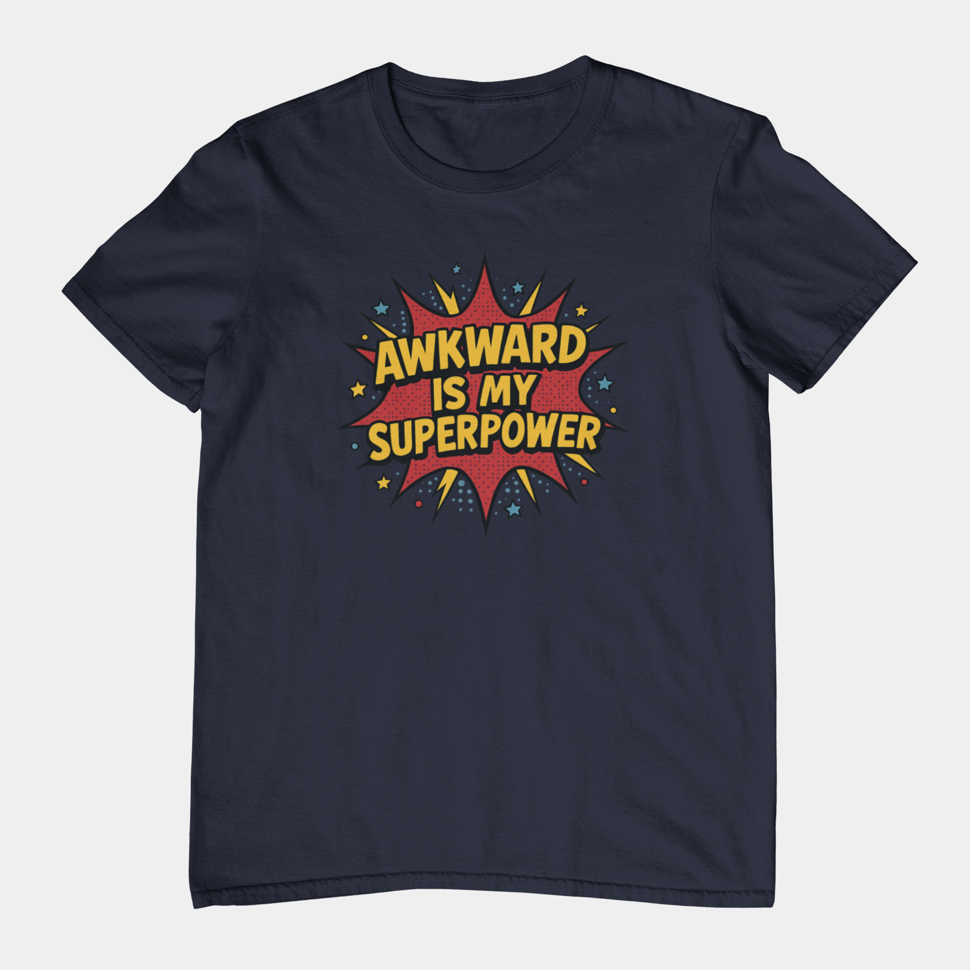 T-Shirt AWKWARD IS MY SUPERPOWER Comic Pop Art Introvert Graphic T-Shirt