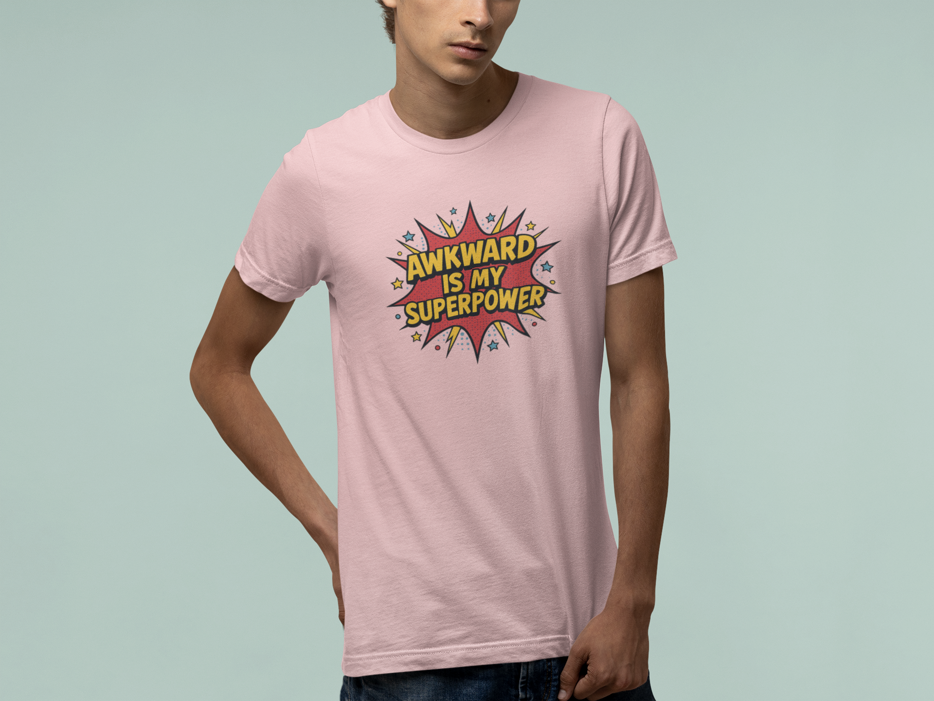 T-Shirt AWKWARD IS MY SUPERPOWER Comic Pop Art Introvert Graphic T-Shirt