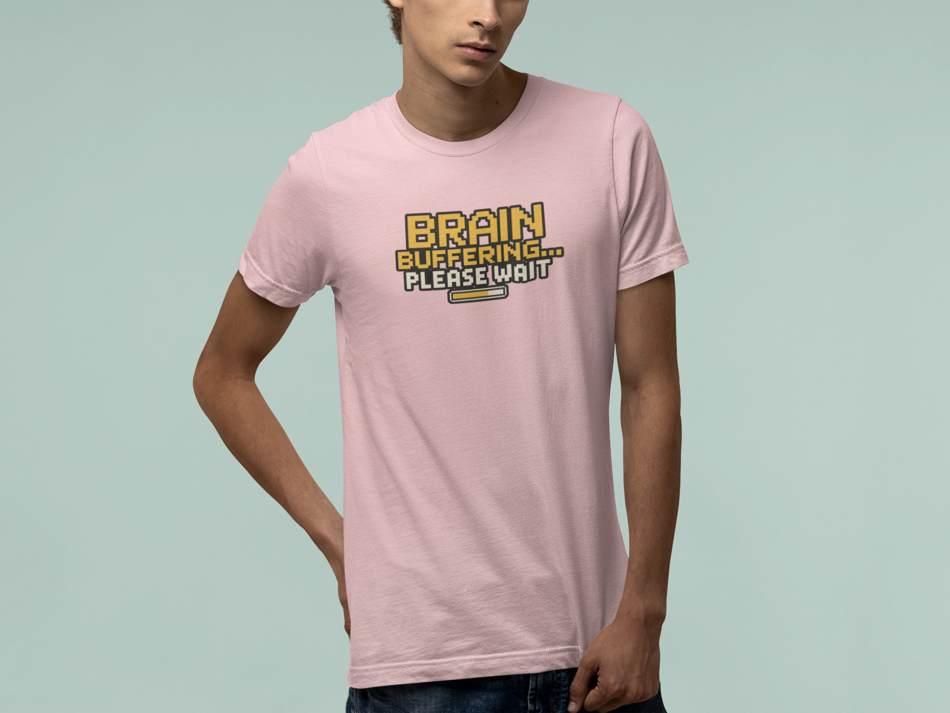 T-Shirt BRAIN BUFFERING Retro Pixel ADHD Loading Screen Graphic T-Shirt