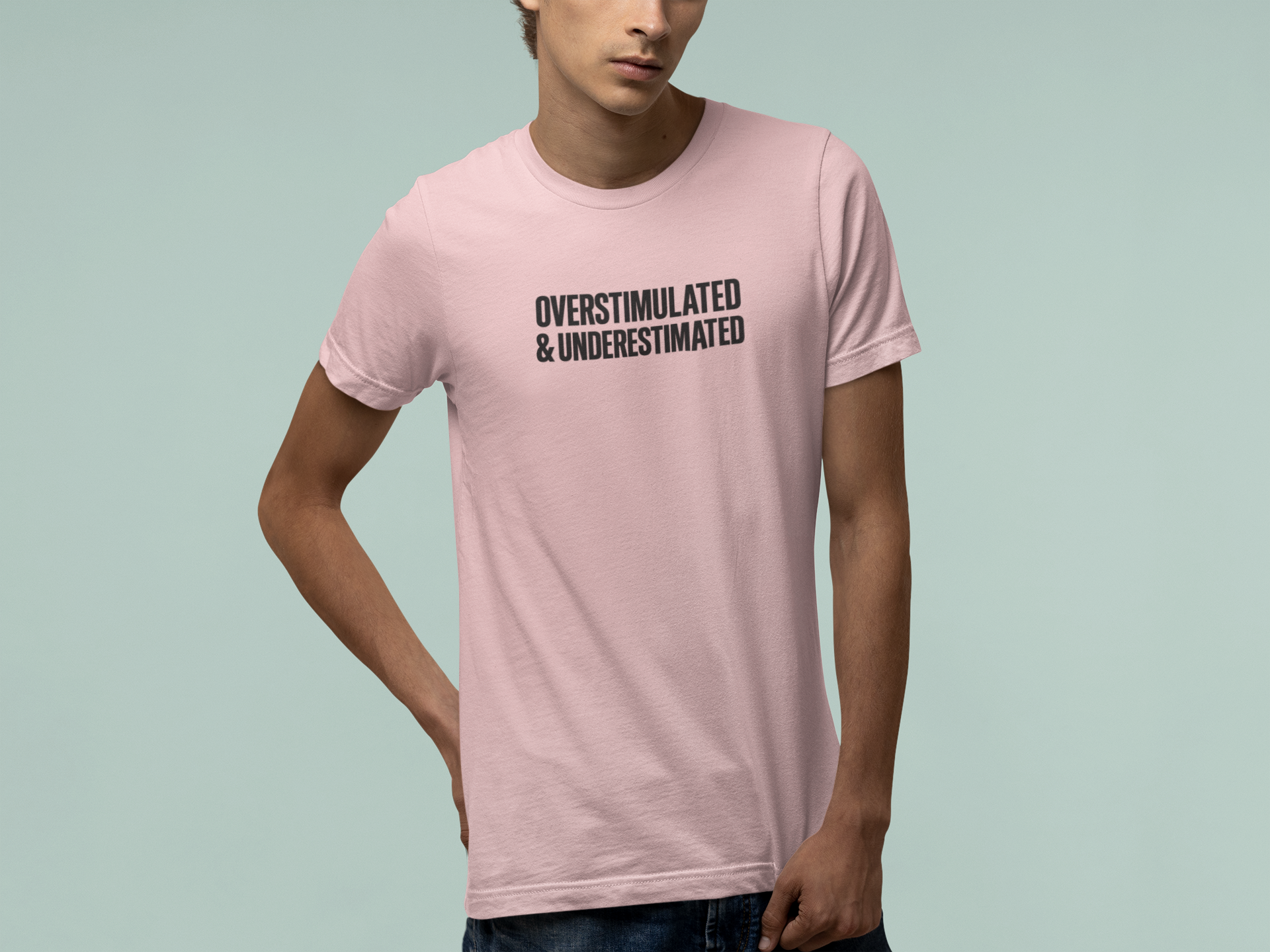 T-Shirt OVERSTIMULATED & UNDERESTIMATED ADHD Minimalist Graphic T-Shirt