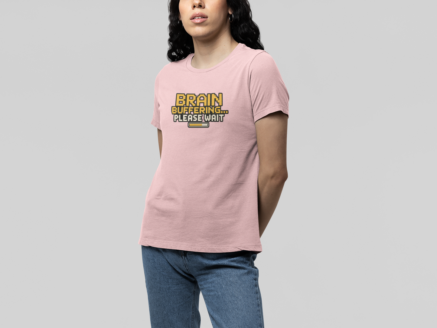 T-Shirt BRAIN BUFFERING Retro Pixel ADHD Loading Screen Graphic T-Shirt