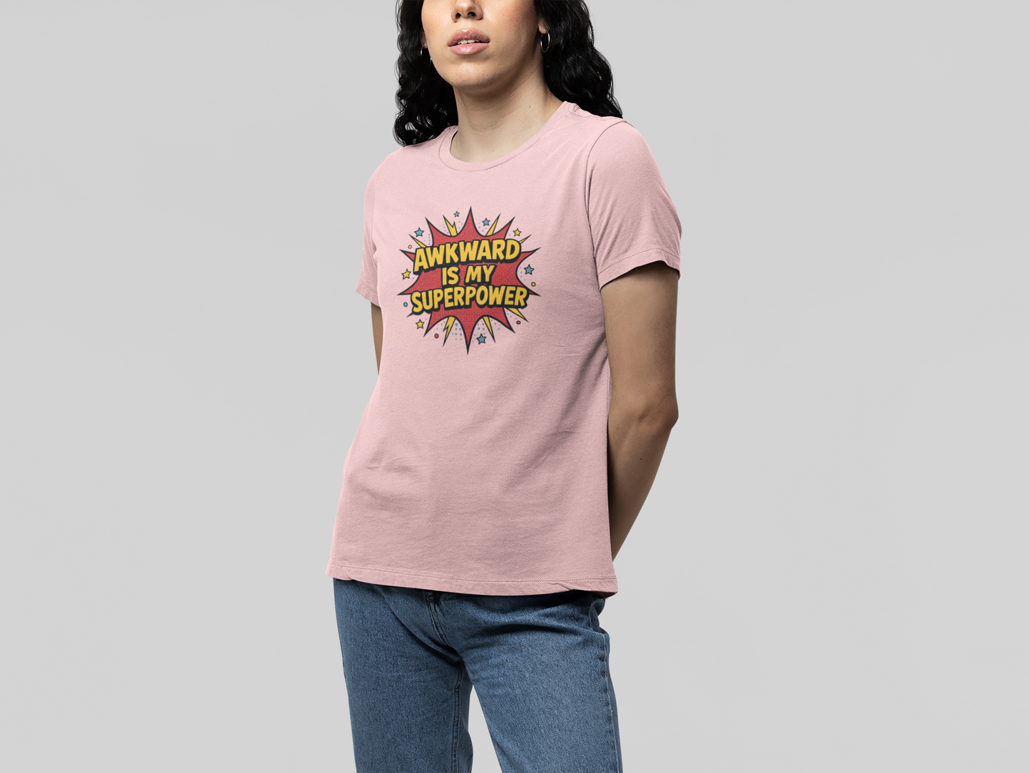T-Shirt AWKWARD IS MY SUPERPOWER Comic Pop Art Introvert Graphic T-Shirt