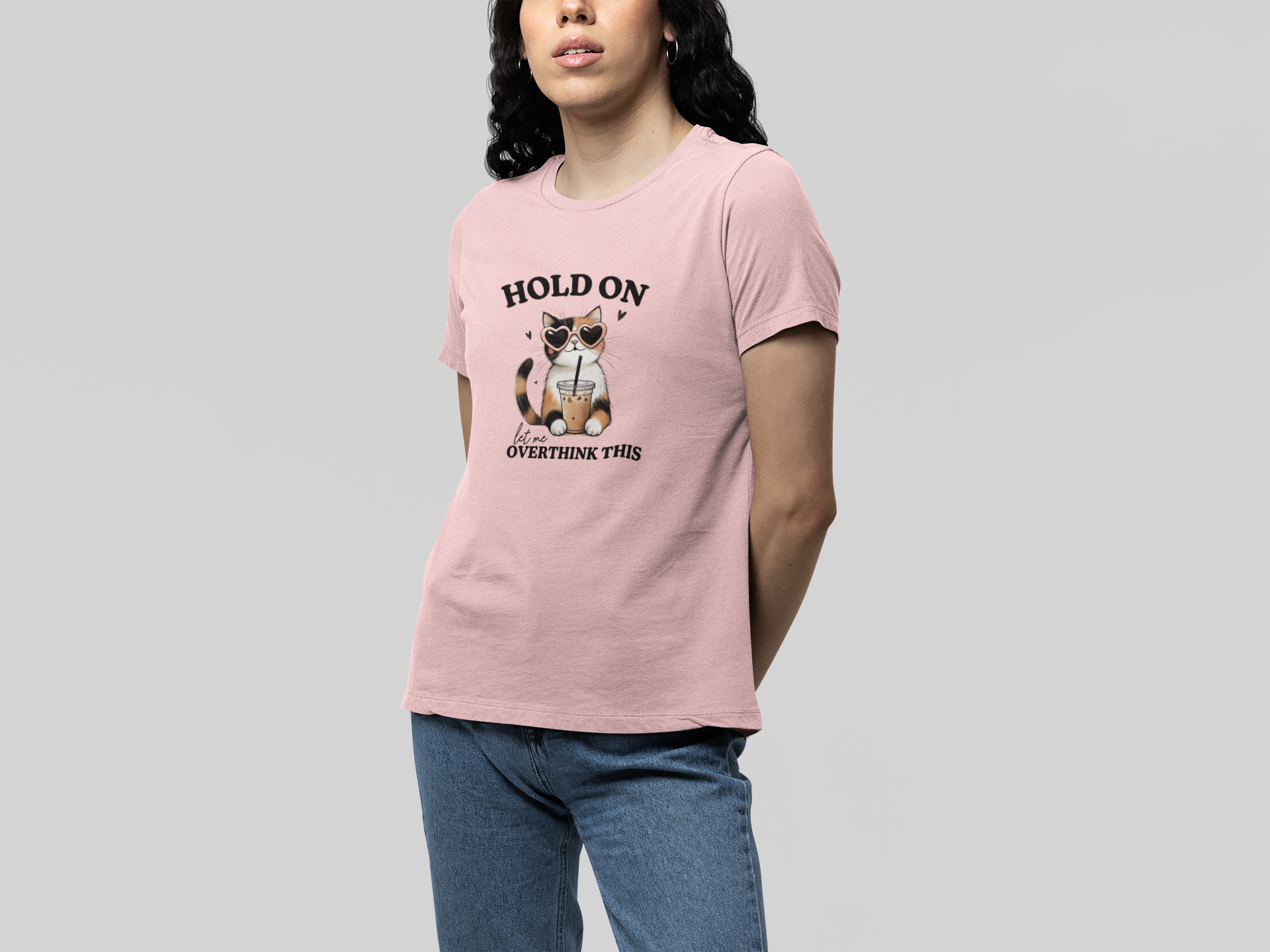 T-Shirt Hold On, Let Me Overthink This T-Shirt – Cute Cat Graphic Tee
