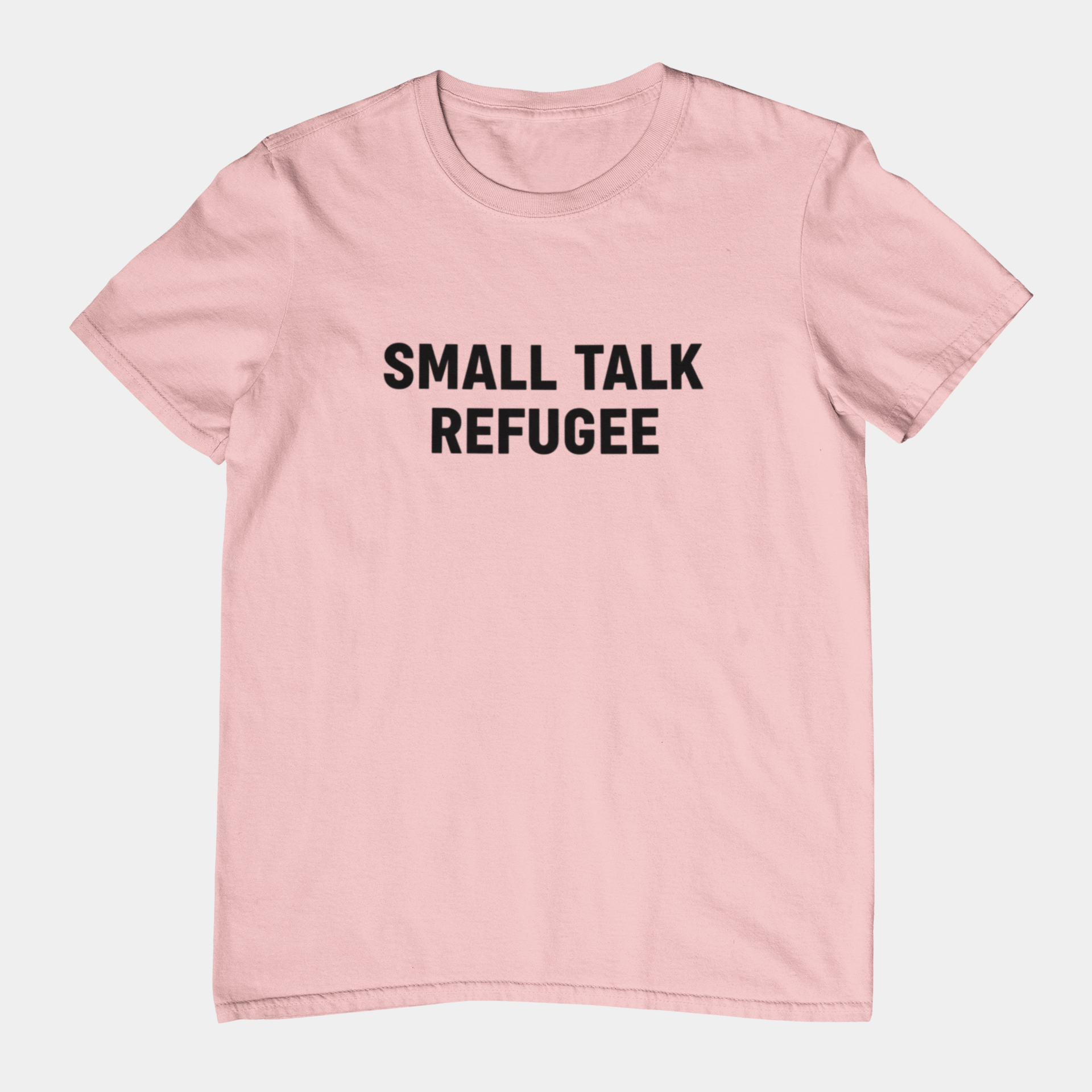 T-Shirt SMALL TALK REFUGEE Shirt – Funny Introvert Minimalist Graphic Tee