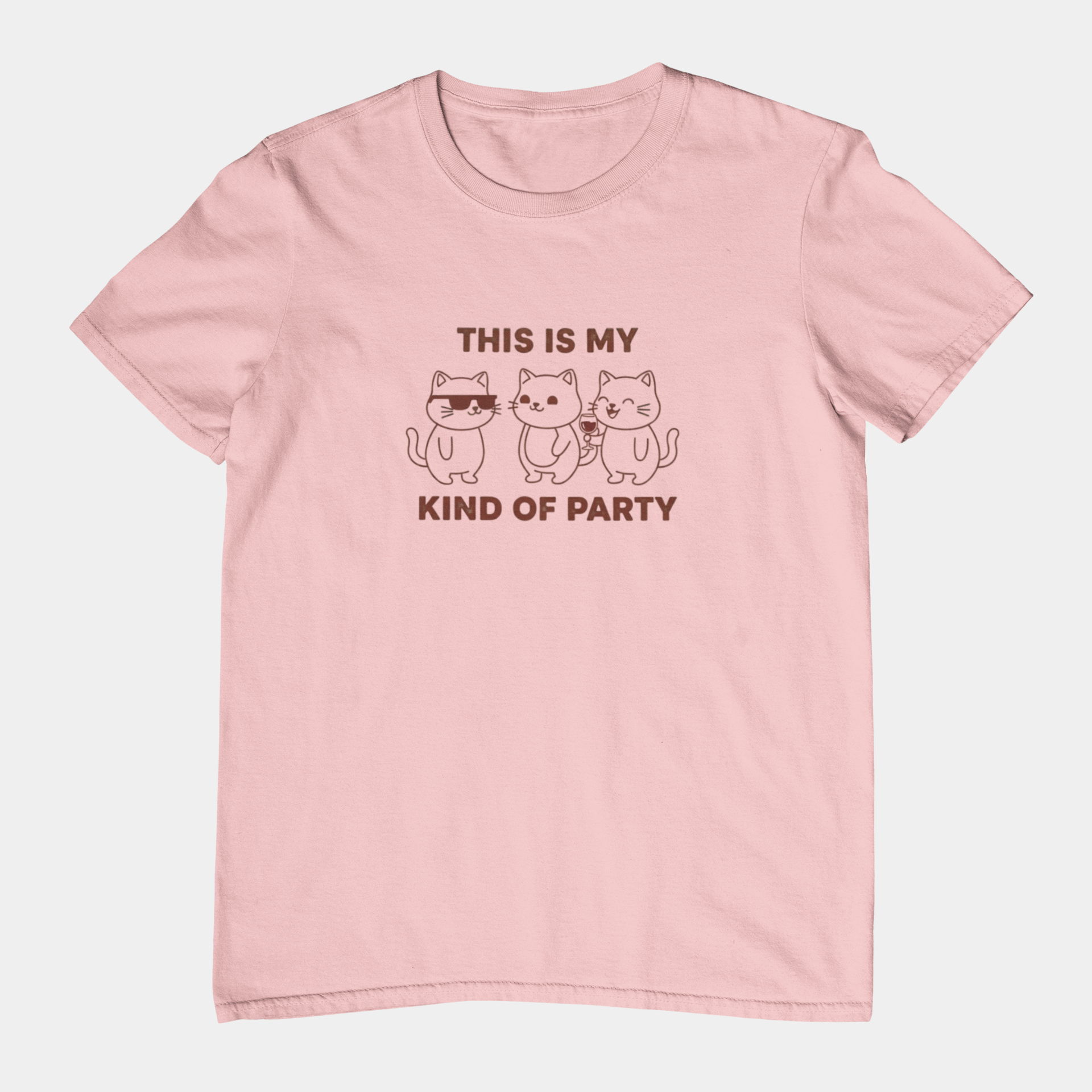 T-Shirt This Is My Kind of Party Cat Shirt – Funny Cartoon Wine T-Shirt