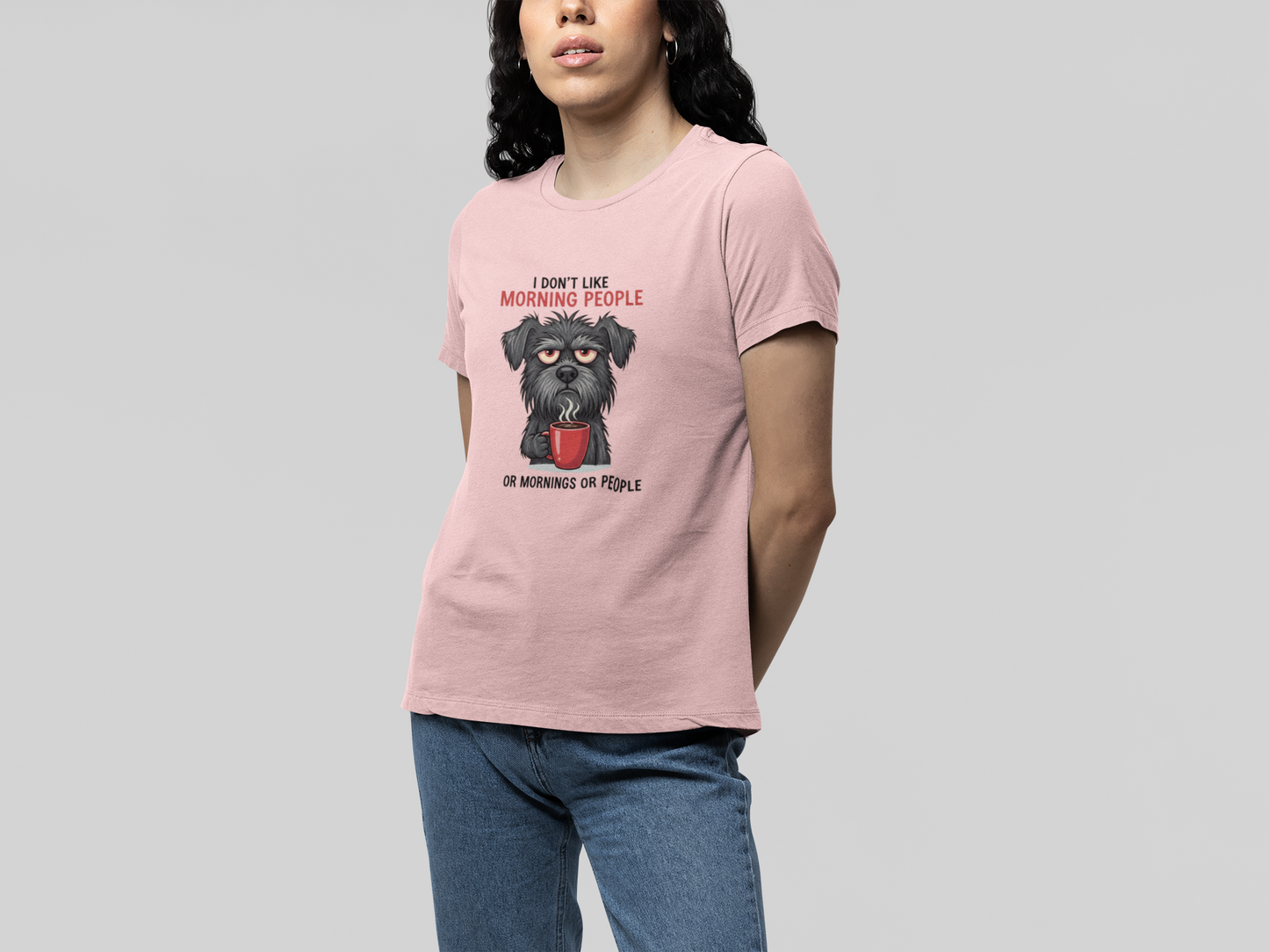 T-Shirt I Don’t Like Morning People Dog Shirt – Funny Coffee T-Shirt