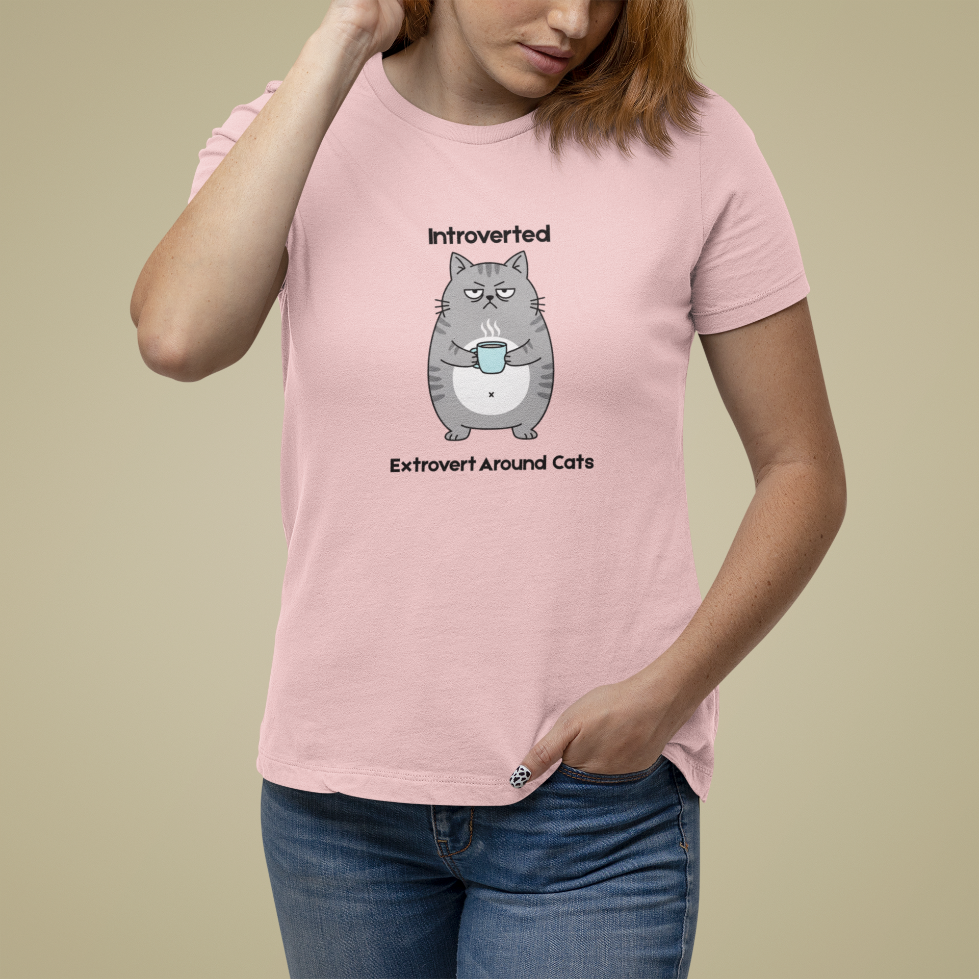 T-Shirt Introverted Extrovert Around Cats Shirt – Funny Cat Lover Tee